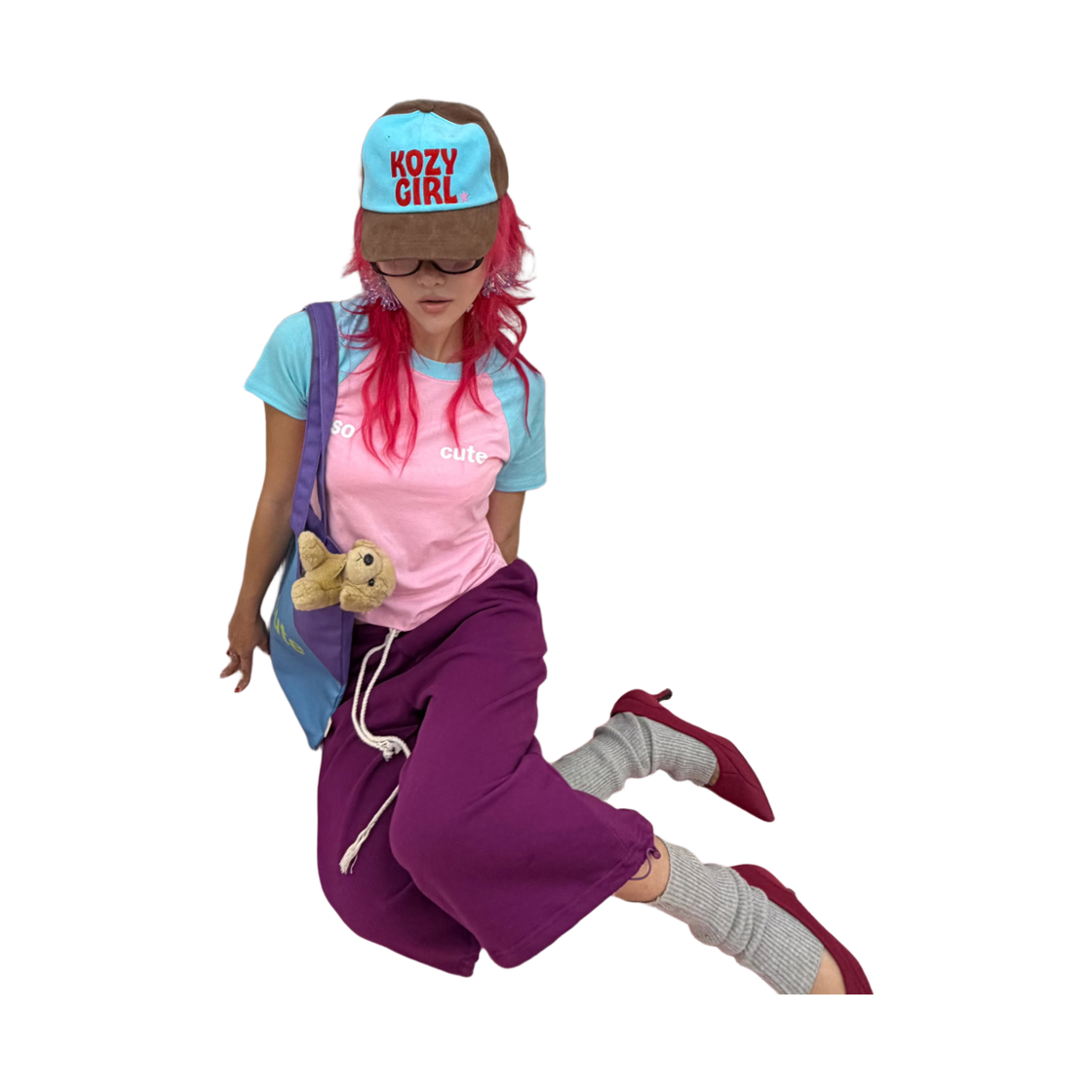 키코지 쏘 큐트 래글런 티셔츠 스카이블루(kikozy So Cute Raglan T-shirt_Sky Blue) - 5