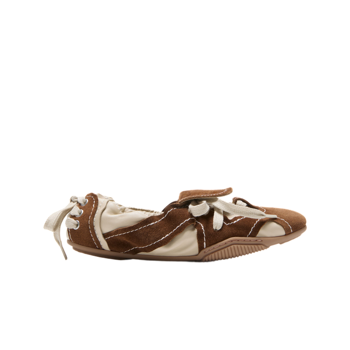 (W) 아크네 스튜디오 스웨이드 레이스업 슈즈 오프 화이트 브라운((W) Acne Studios Suede Lace Up Shoes Off White Brown) - 1