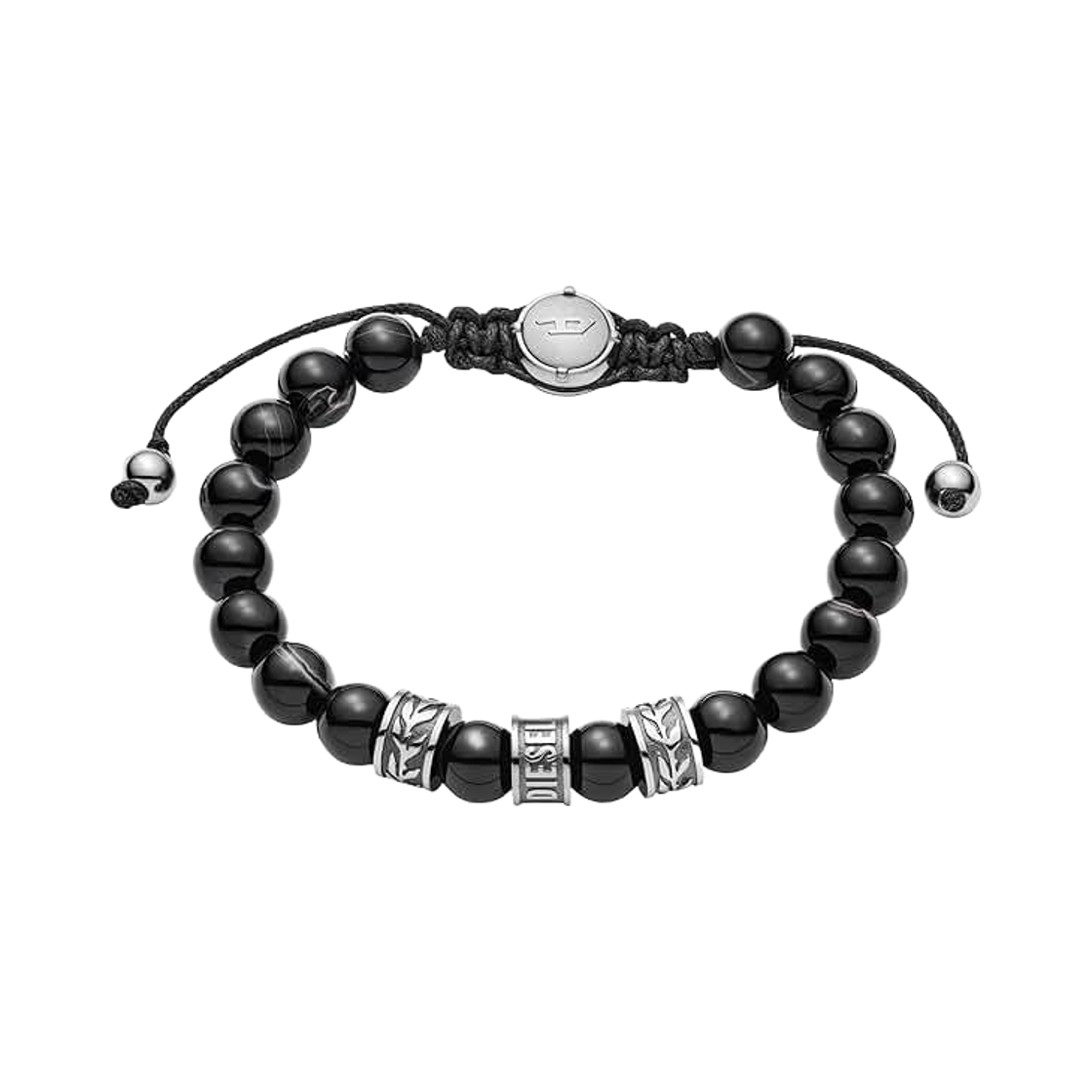 디젤 DX1101 세미 프레셔스 스톤 스테인리스 스틸 브레이슬릿 블랙(Diesel DX1101 Semi Precious Stone Stainless Steel Bracelet Black)