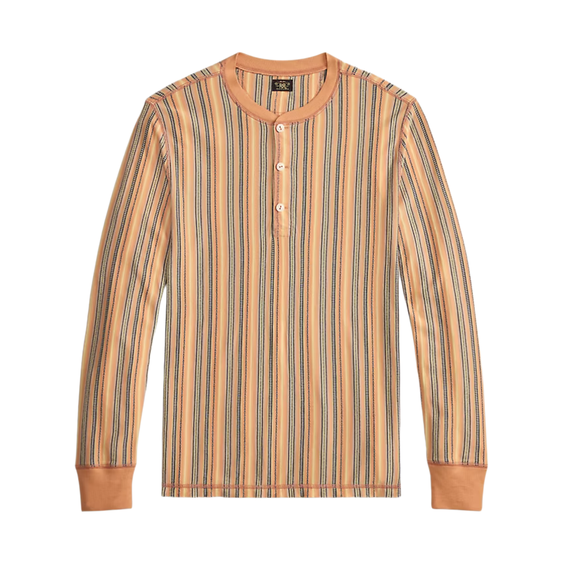더블알엘 스트라이프 자카드 헨리 셔츠 네이비 멀티(Double RL Striped Jacquard Henley Shirt Navy Multi)