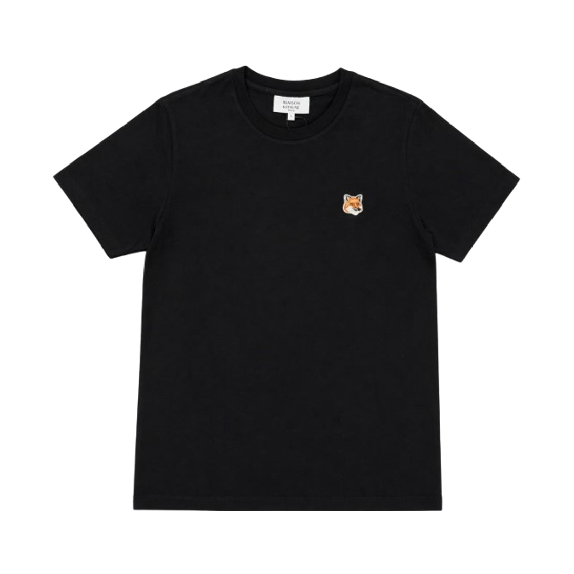 (W) 메종 키츠네 폭스 헤드 패치 레귤러 티셔츠 블랙((W) Maison Kitsune Fox Head Patch Regular T-Shirt Black) - 1