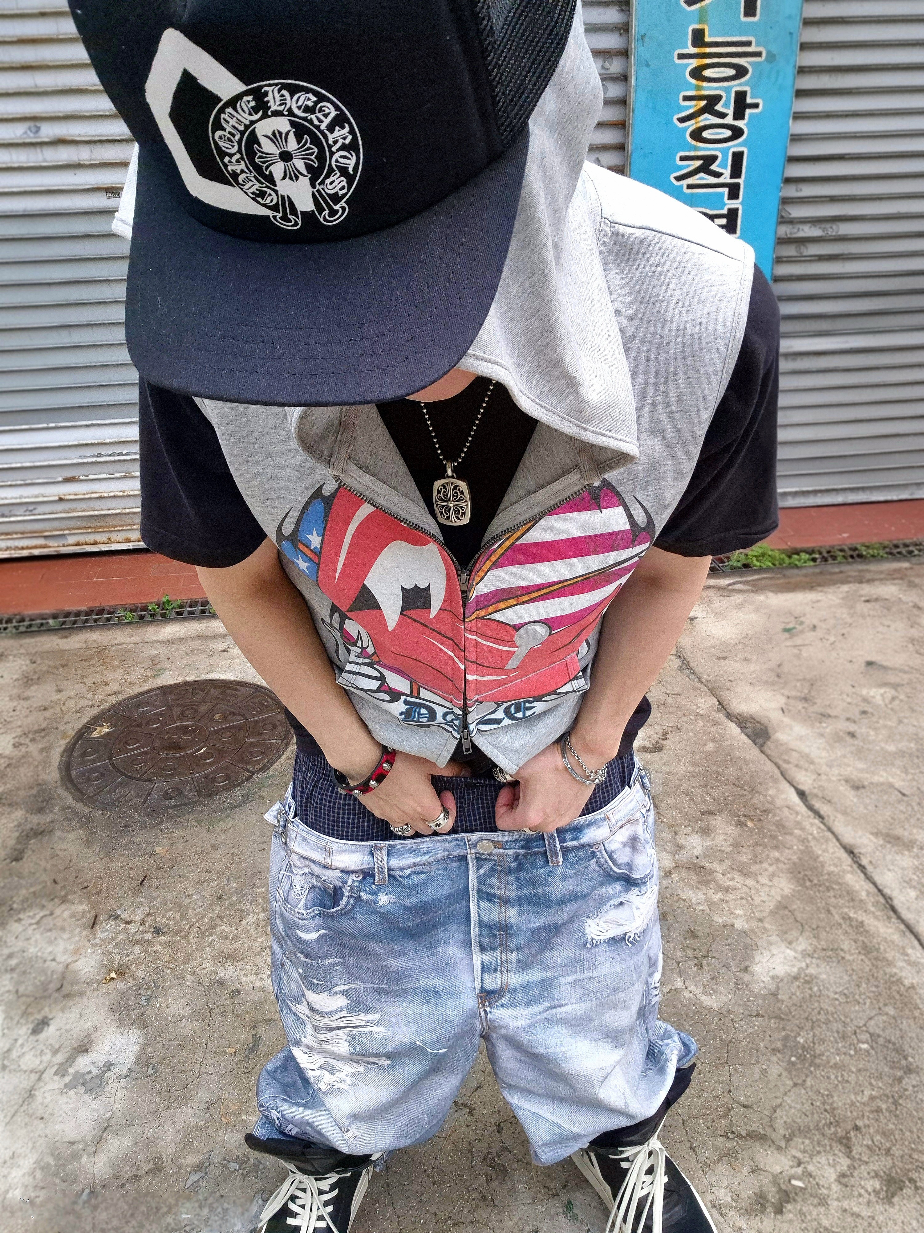 Protocol Index Trompe L'oeil Layered Pants Blue, Rick Owens Mega Bumper Geobasket Black Milk 착용 스타일 - 2