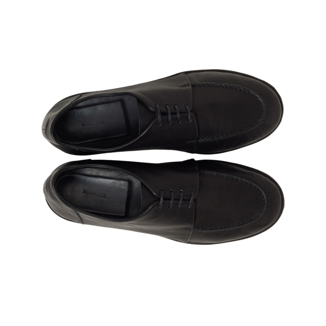 (W) 오라리 소프트 레더 레이스업 슈즈 블랙((W) Auralee Soft Leather Lace Up Shoes Black) - 2