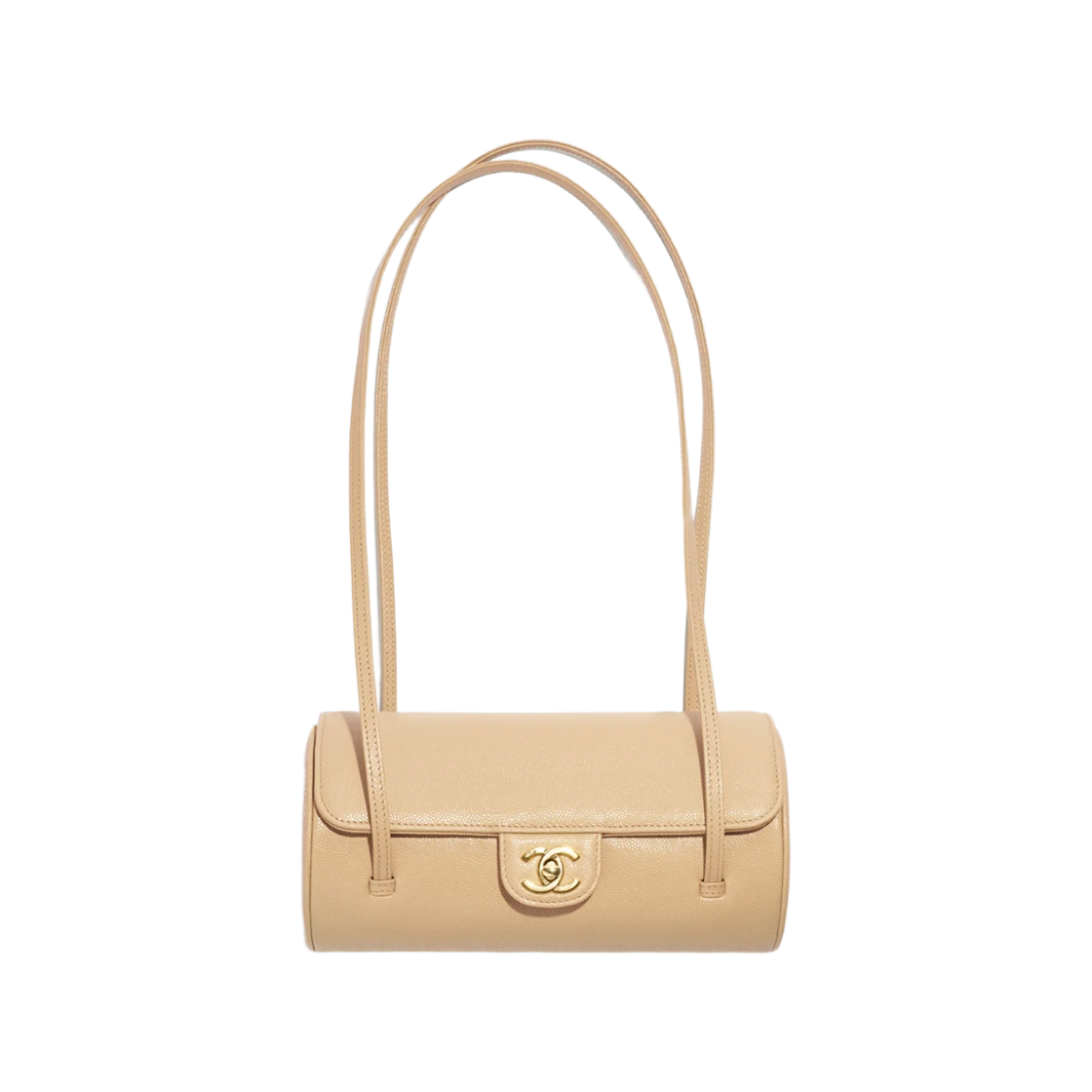 AS6143-B23483-U6548 Chanel Small Bowling Bag Grained Shiny Calfskin & Gold-Tone Metal Dark Beige