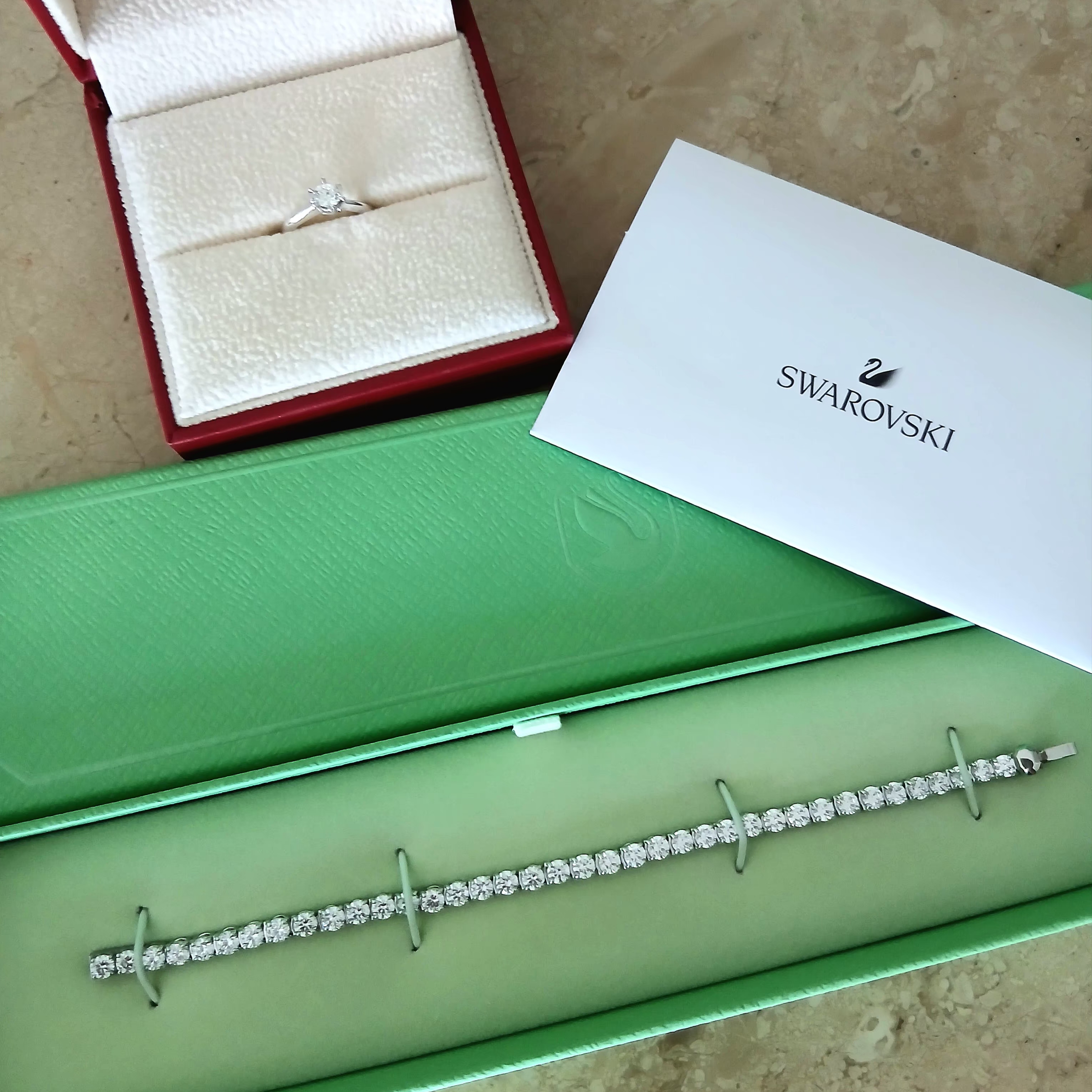 (W) Swarovski Matrix Tennis Bracelet White Rhodium Plated 착용 스타일 - 4