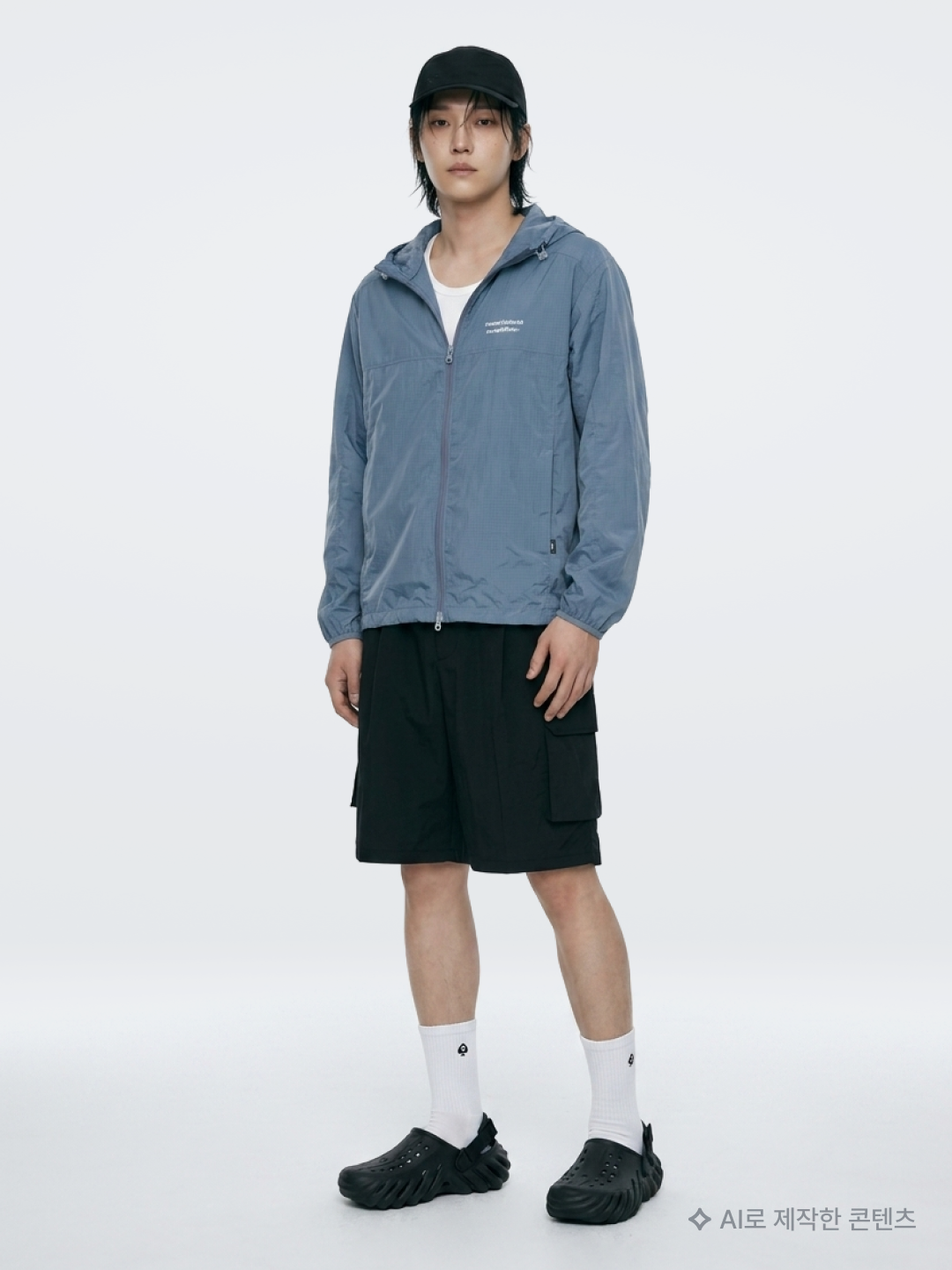 [KREAM 단독] runwhither Windbreaker Jacket V2 Blue, Recto Ribbed Tank Top Off White 착용 스타일 - 1
