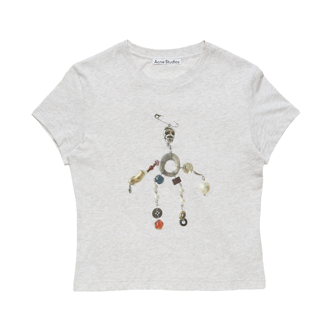 아크네 스튜디오 피티드 그래픽 티셔츠 그레이 멜란지(Acne Studios Fitted Graphic T-Shirt Grey Melange) - 1