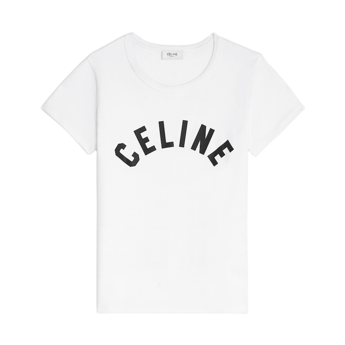 RX0SU3O24-01OB (W) Celine T-Shirt in Ribbed Cotton Jersey Off White Black
