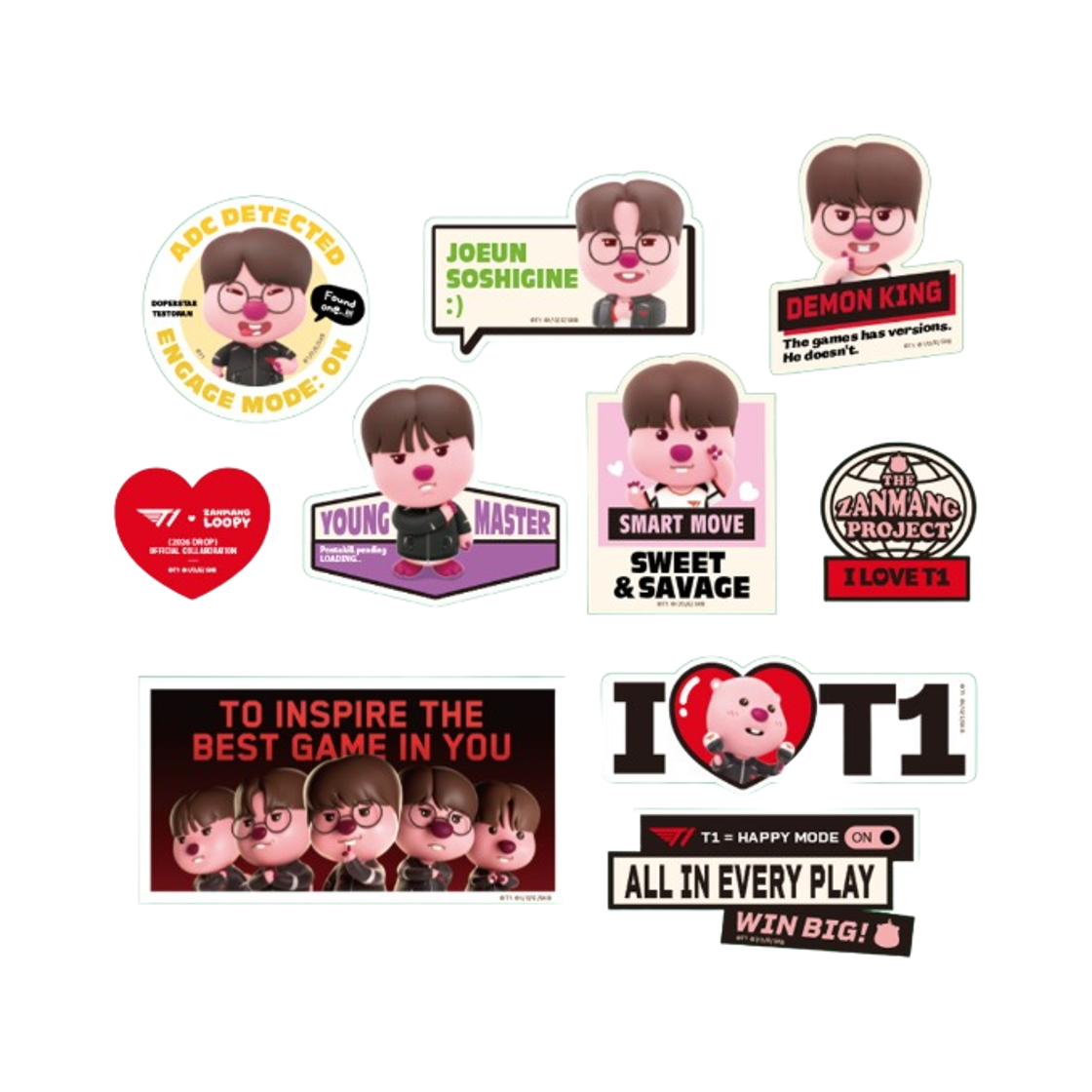 티원 x 잔망 루피 데코 스티커 팩(T1 x Zanmang Loopy Deco Sticker Pack) - 1