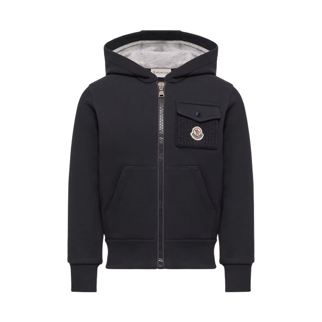 L2-954-8G00011-899PS-778 (Kids) Moncler Logo Patch Cotton Zip Up Hoodie Dark Blue - 26FW