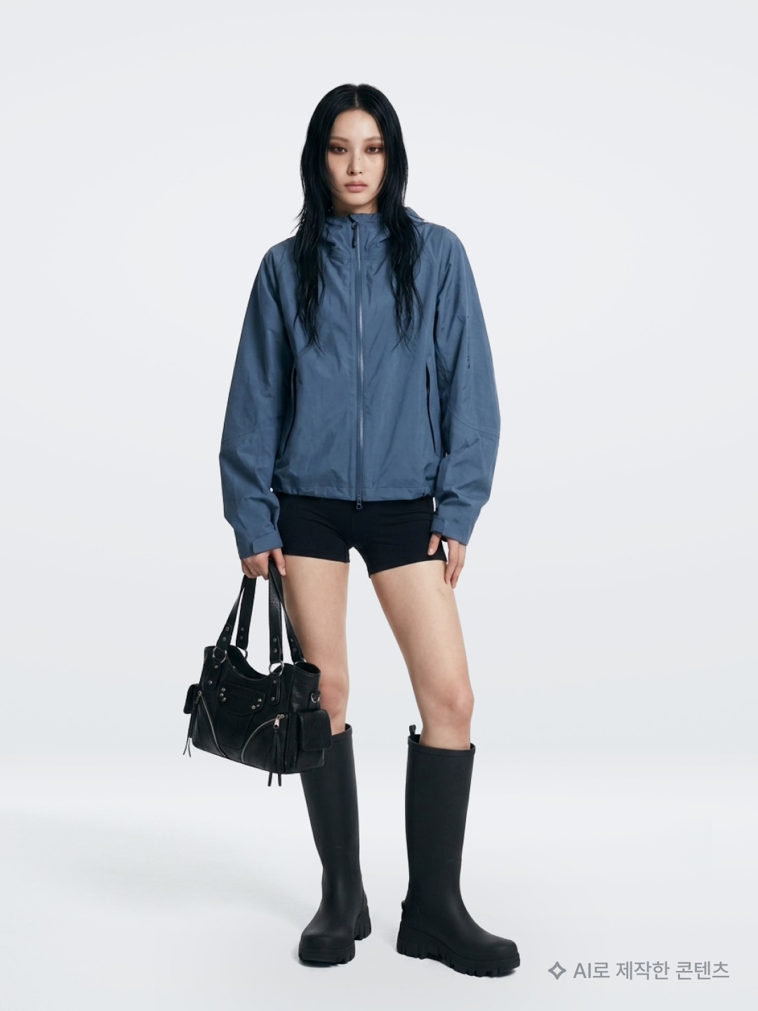 Sansan Gear Mesh Jacket Sky Blue - 25SS, (W) Adidas Pinstripe Satin Shorts Dark Blue - KR Sizing 착용 스타일 - 4