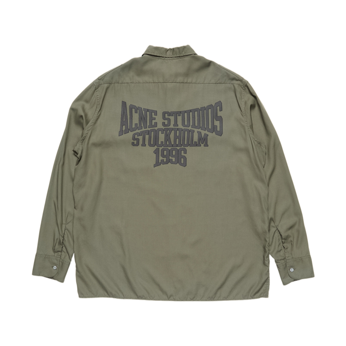 아크네 스튜디오 버튼업 셔츠 로고 올리브 그린(Acne Studios Button Up Shirt with Logo Olive Green) - 2