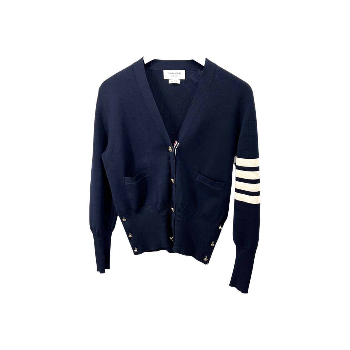 ITI322SA23LU Thom Browne Diagonal Stripe Milano Stitch Cardigan Navy (FKC207A)