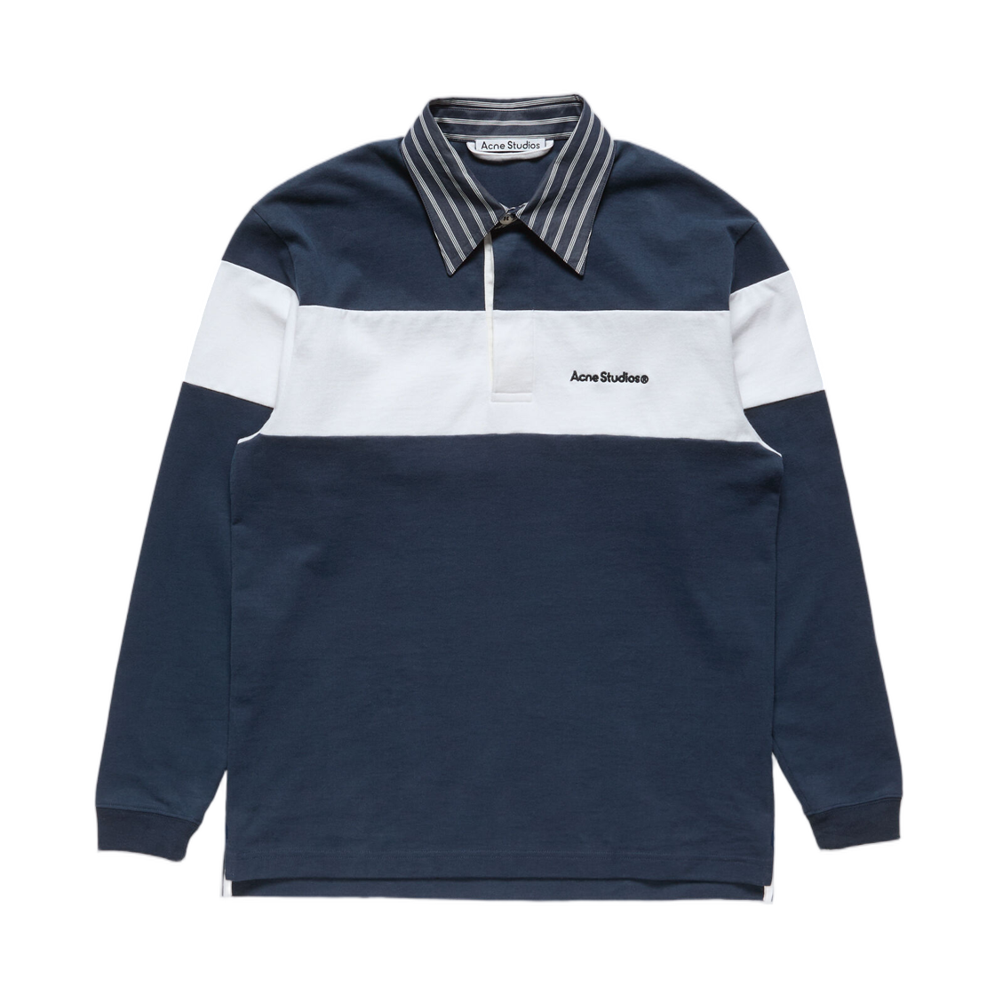 BI0227-AH4 Acne Studios Striped Polo Sweatshirt Navy White