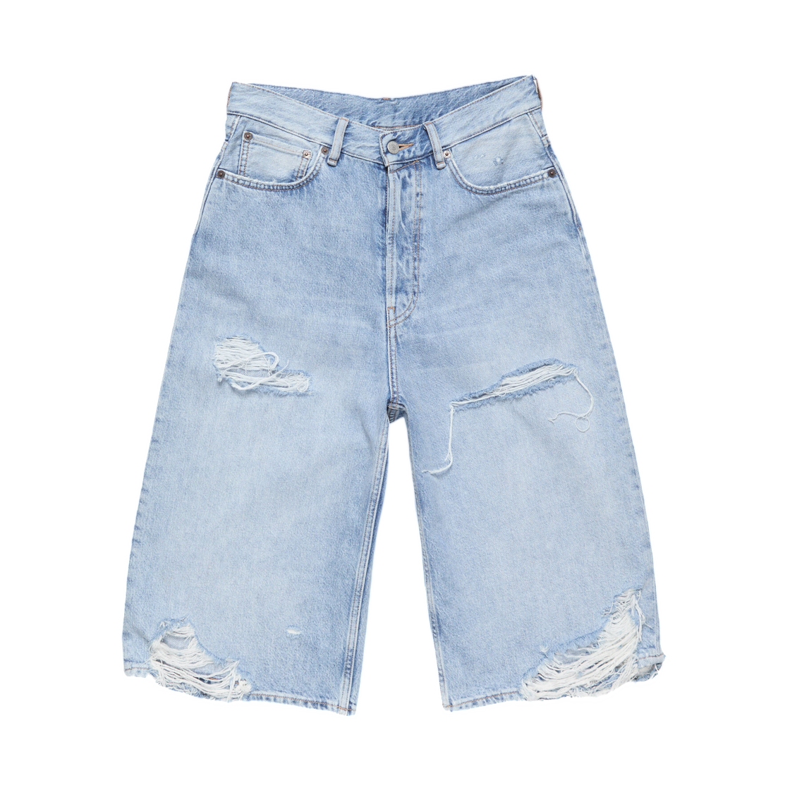 CE0086-228 Acne Studios Distressed Denim Shorts Light Blue