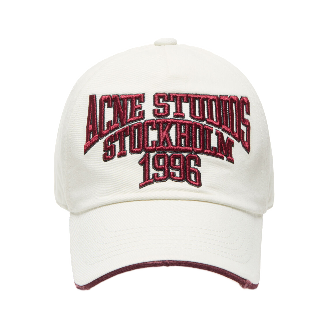 C40482-AMB Acne Studios Embroidered Logo Hat White Red