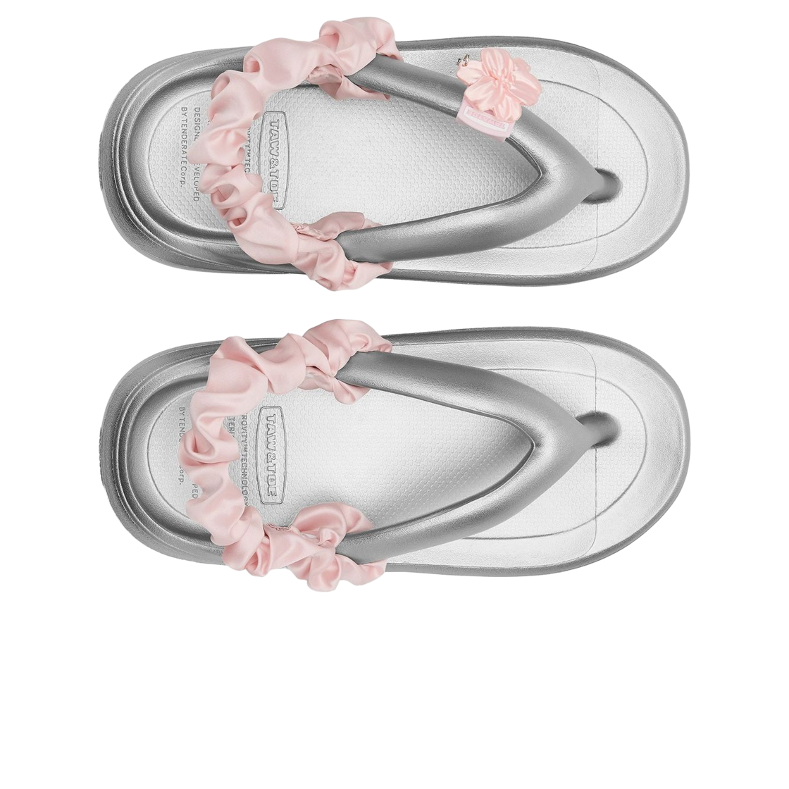 (W) 토앤토 제로비티 플럼피 실버 플라워 참 세트 핑크((W) Taw&Toe Zerovity Plumpy Silver Flower Charm Set Pink) - 2
