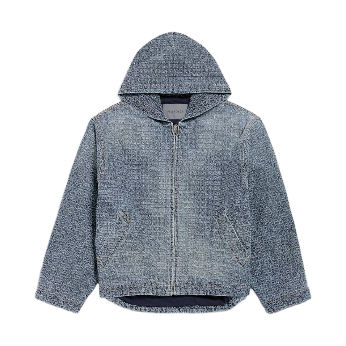 A001ULTUW585002 Balenciaga Denim Stitch Hooded Jacket in Dark Blue