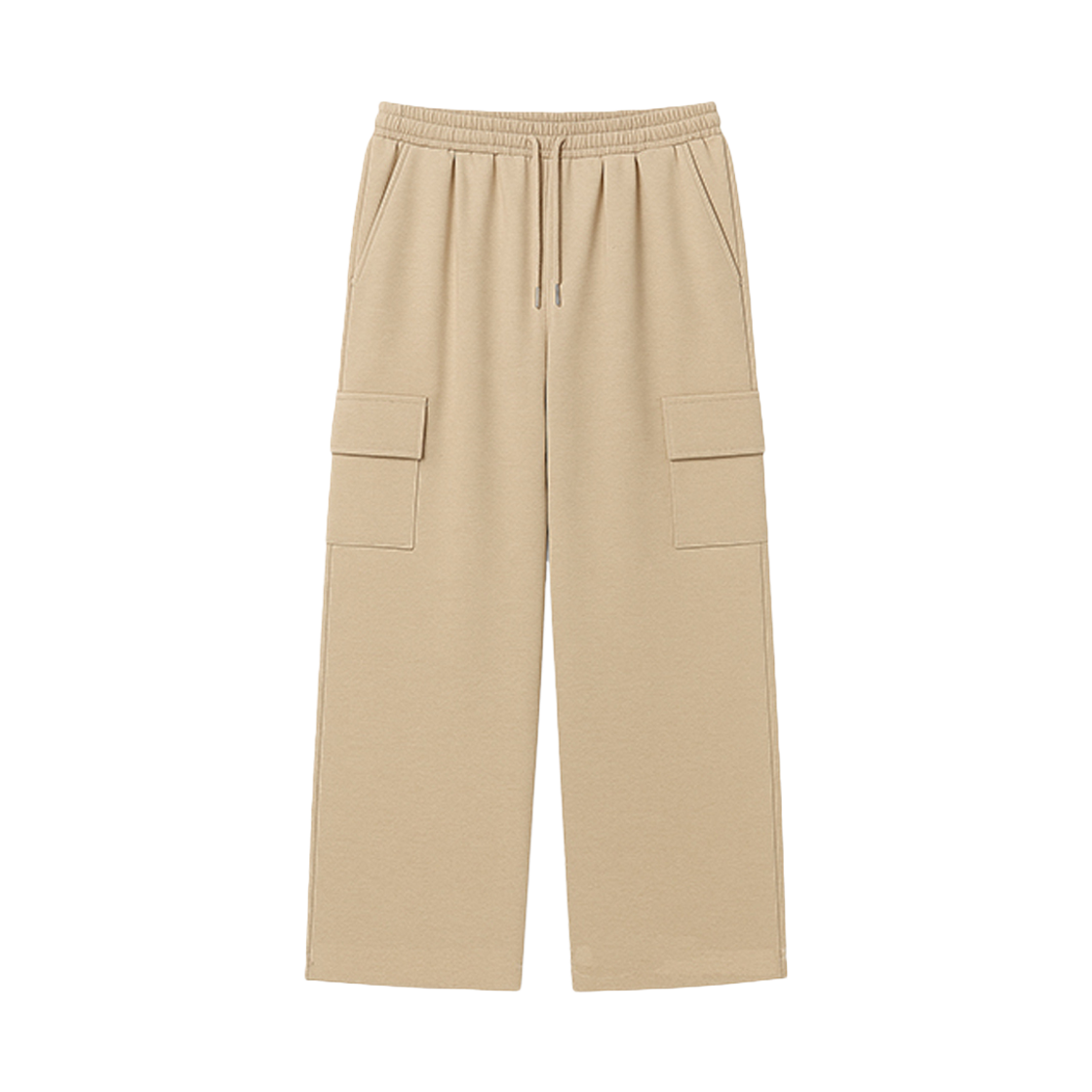 지크립 스트링 밴딩 포켓카고 와이드 트레이닝 스웻 팬츠 베이지(GCLIP String Banding Pocket Cargo Wide Sweat Suit Pants Beige)