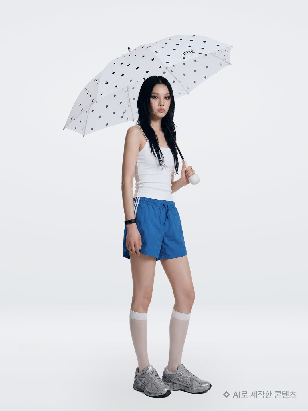 Sansan Gear Mesh Jacket Sky Blue - 25SS, (W) Adidas Pinstripe Satin Shorts Dark Blue - KR Sizing 착용 스타일 - 8