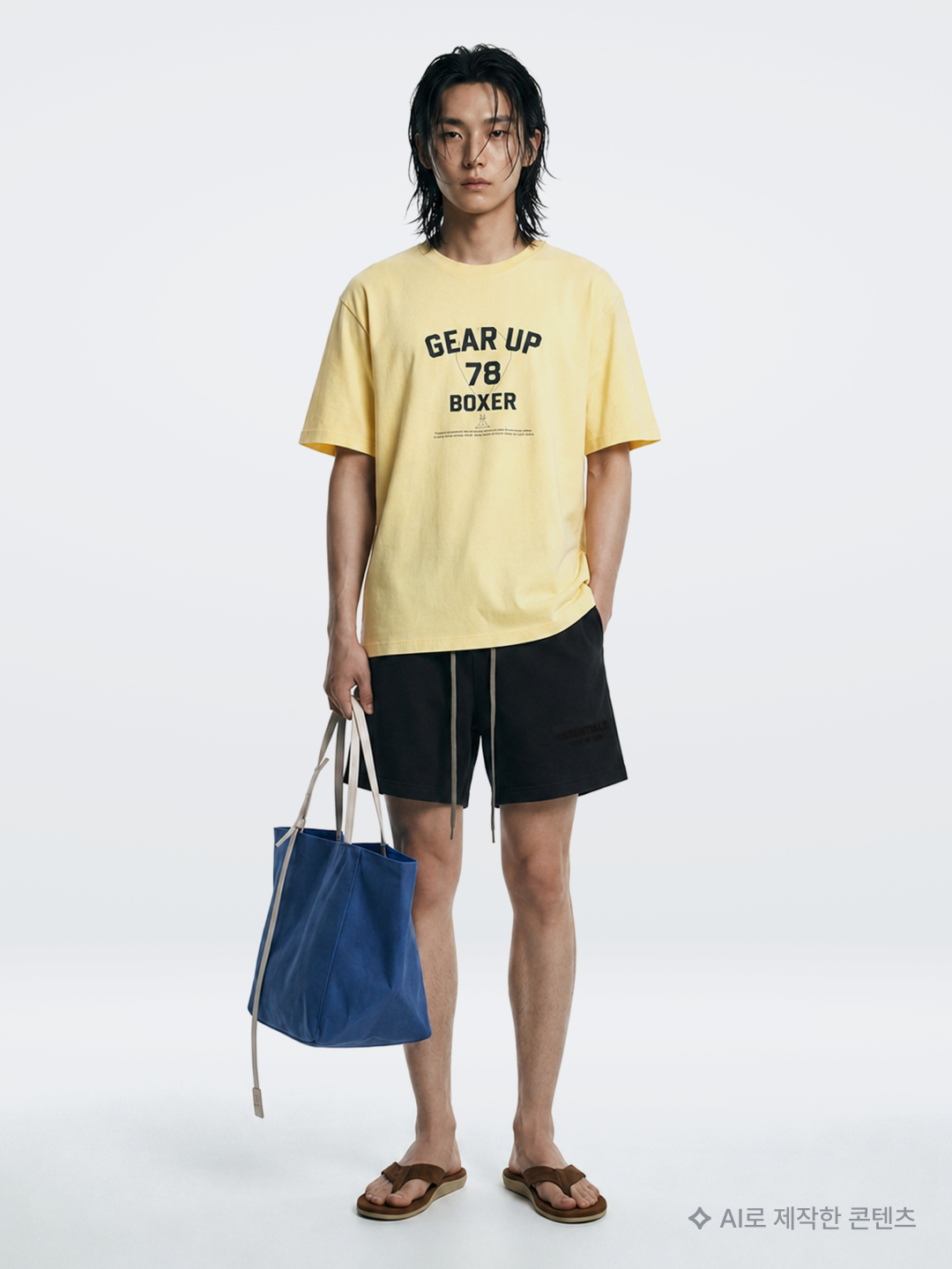 [KREAM 단독] runwhither Windbreaker Jacket V2 Blue, Recto Ribbed Tank Top Off White 착용 스타일 - 4