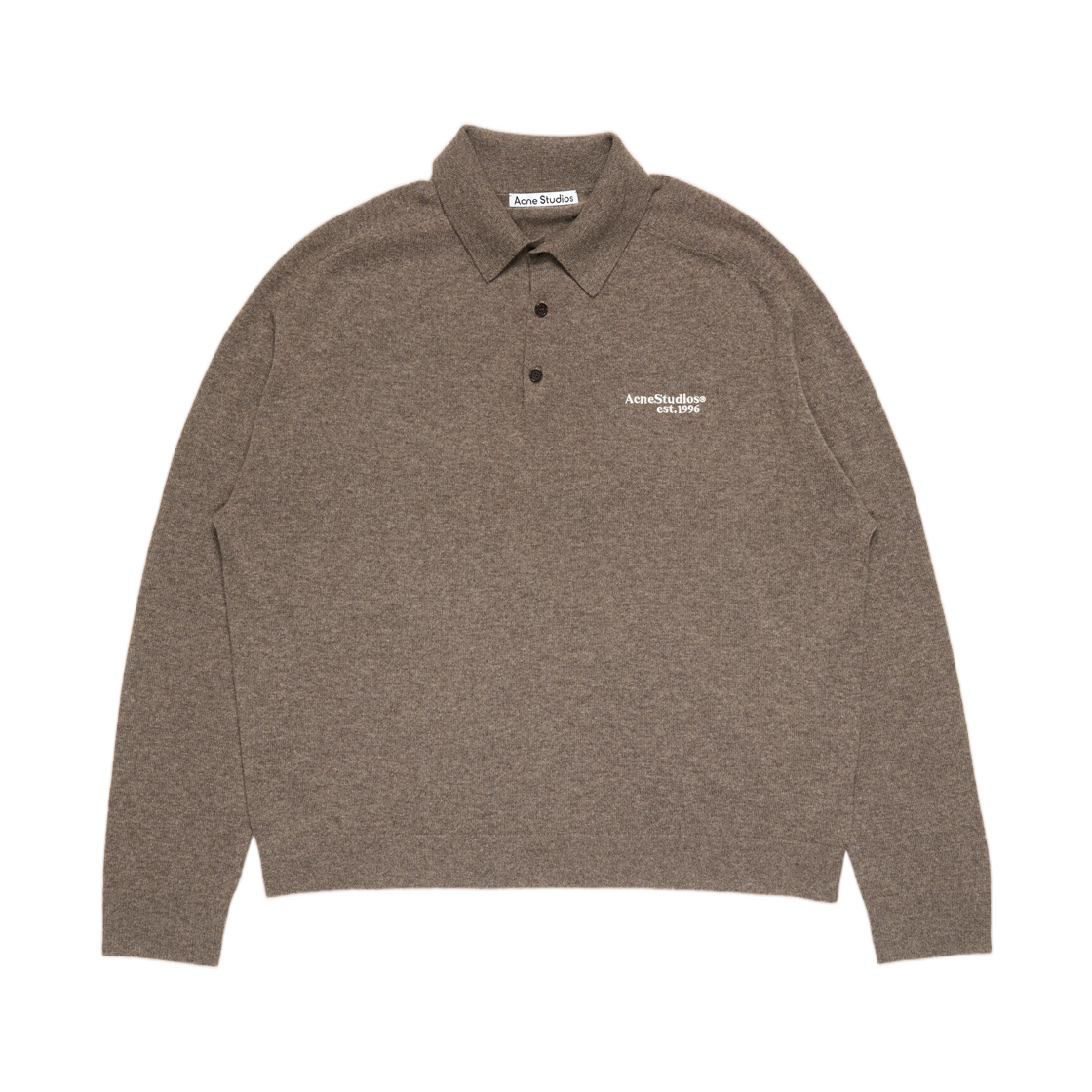 B60388-AHS Acne Studios Wool Knit Polo Brown Melange