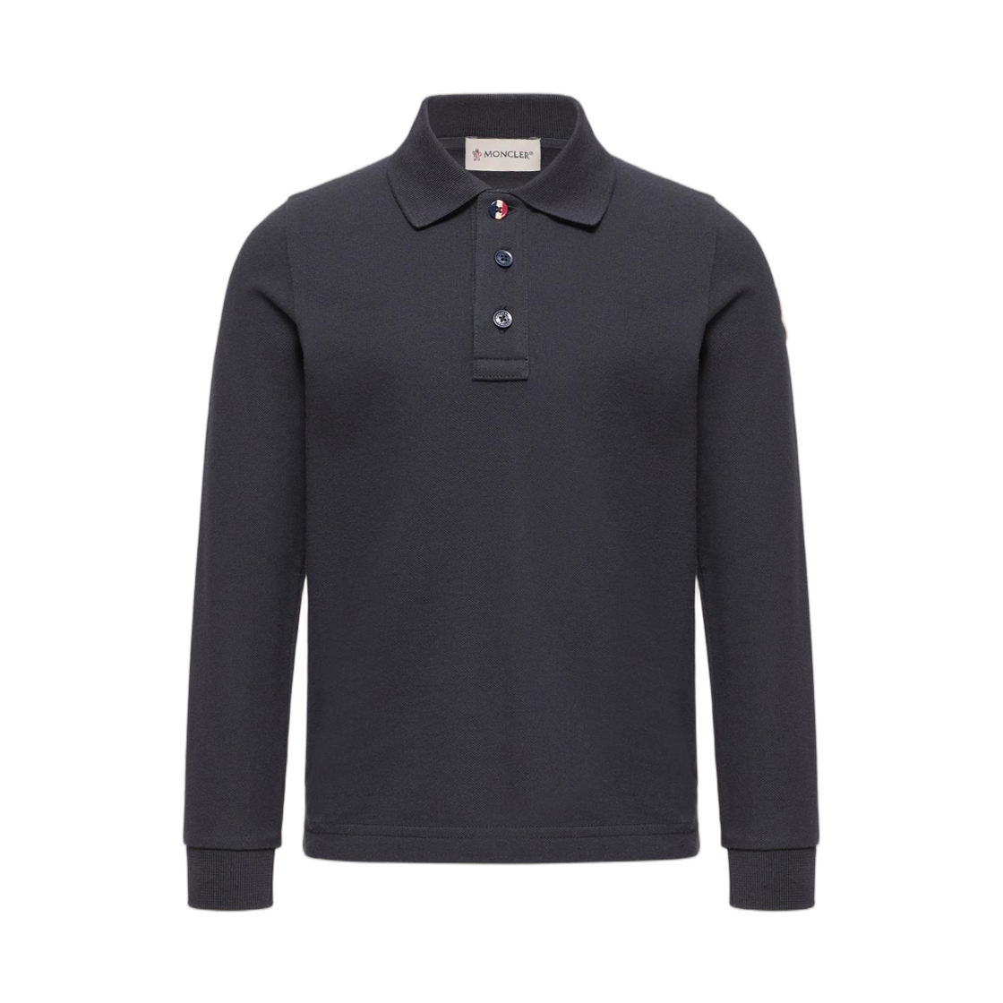 L2-954-8B00001-8496W-778 (Kids) Moncler Cotton Piquet Long Sleeve Polo Shirt Navy Blue - 26FW