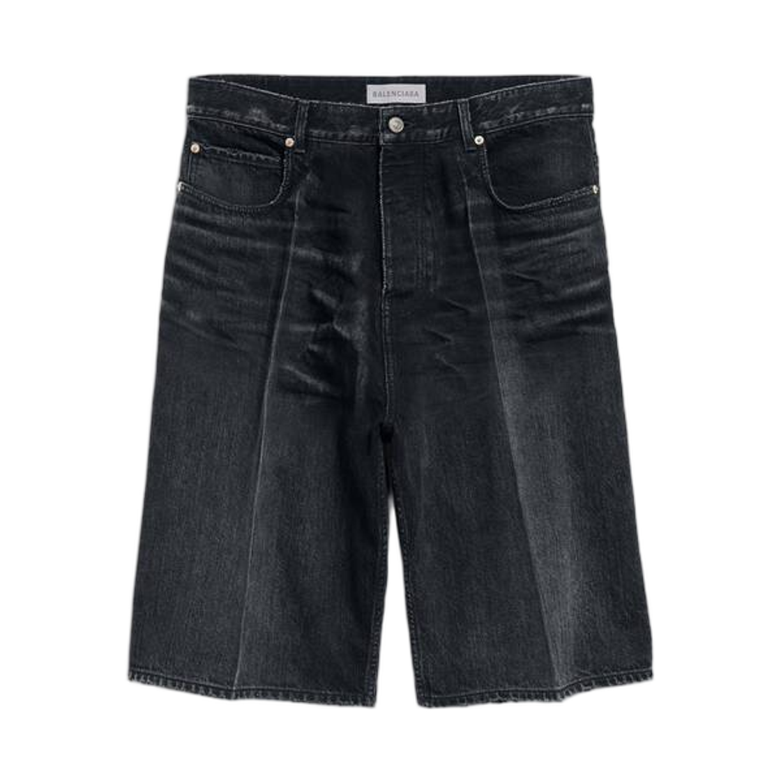 A001RBTUW541000 Balenciaga Denim Stay Press Shorts in Black