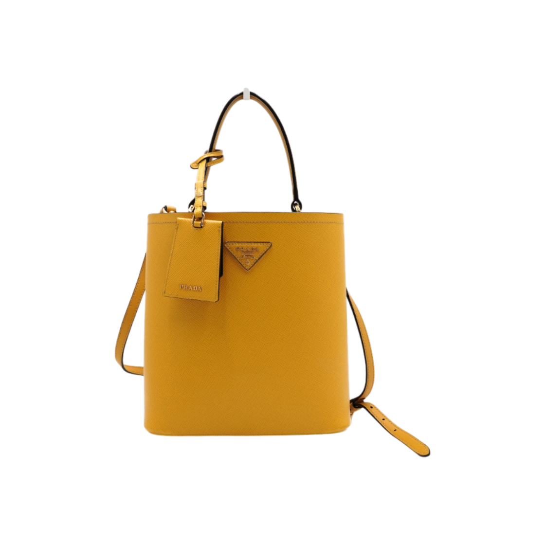 ITNUH2FLCNFQ Prada Yellow Saffiano Double Tote Bag Medium