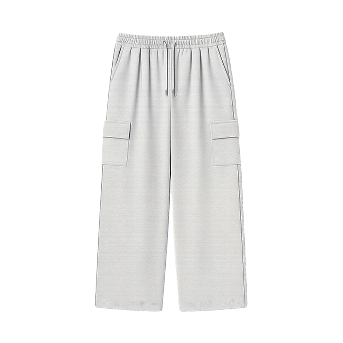 지크립 스트링 밴딩 포켓카고 와이드 트레이닝 스웻 팬츠 백메란지(GCLIP String Banding Pocket Cargo Wide Sweat Suit Pants White Melange) - 2
