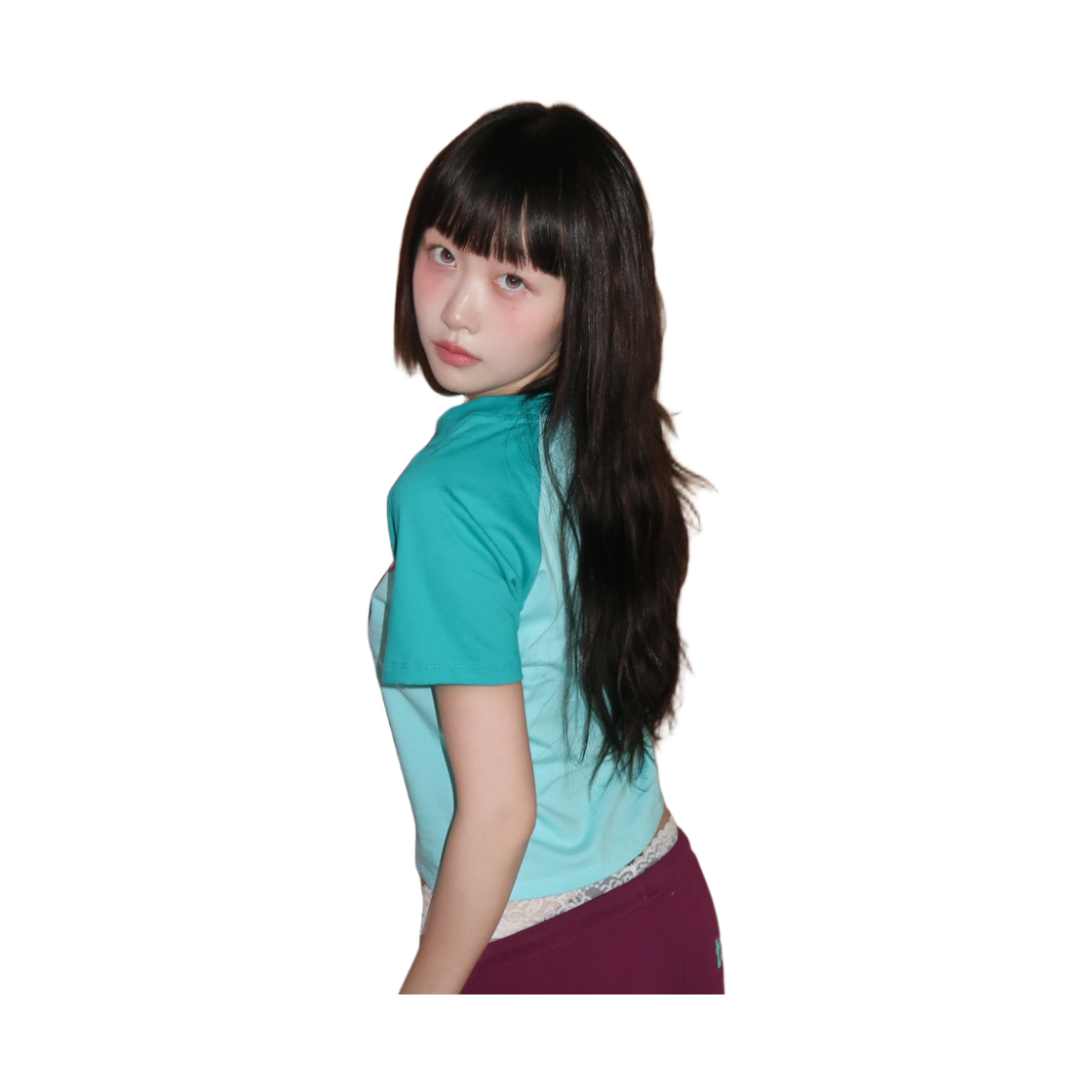 키코지 쏘 큐트 래글런 티셔츠 더콰이즈(So Cute Raglan T-shirt_Turquoise) - 3