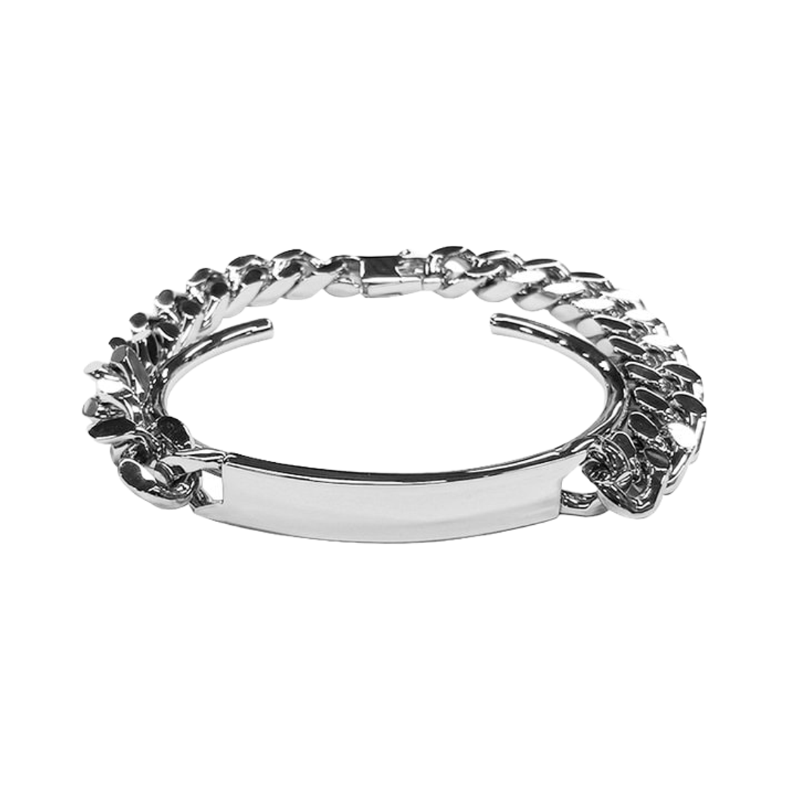 SM6UY0098P8371951 MM6 Maison Margiela Logo Cuff Bracelet Silver