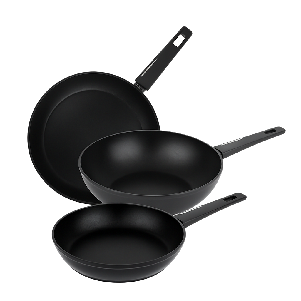 BRK021 BRK Smart Peak Frypan 3‑Piece Set (24cm + 28cm + 28cm Wok)