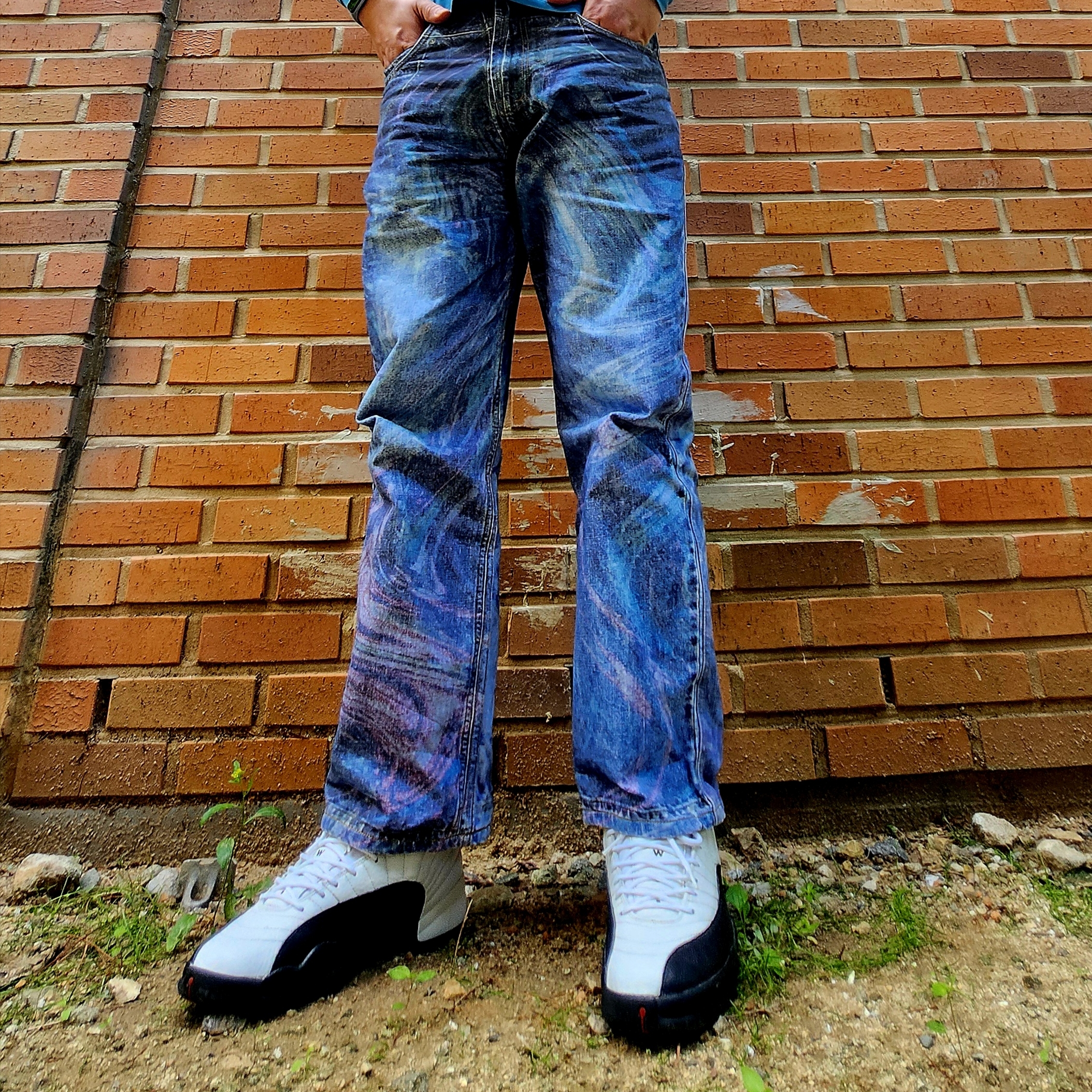 Typing Mistake Digital Washed Denim Pants Indigo - 22FW 착용 스타일