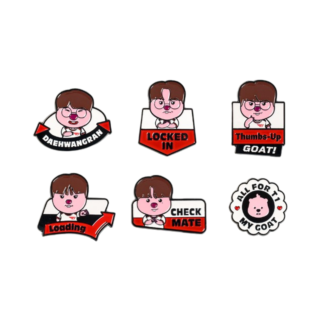 티원 x 잔망 루피 핀 뱃지 세트(T1 x Zanmang Loopy Pin Badge Set)