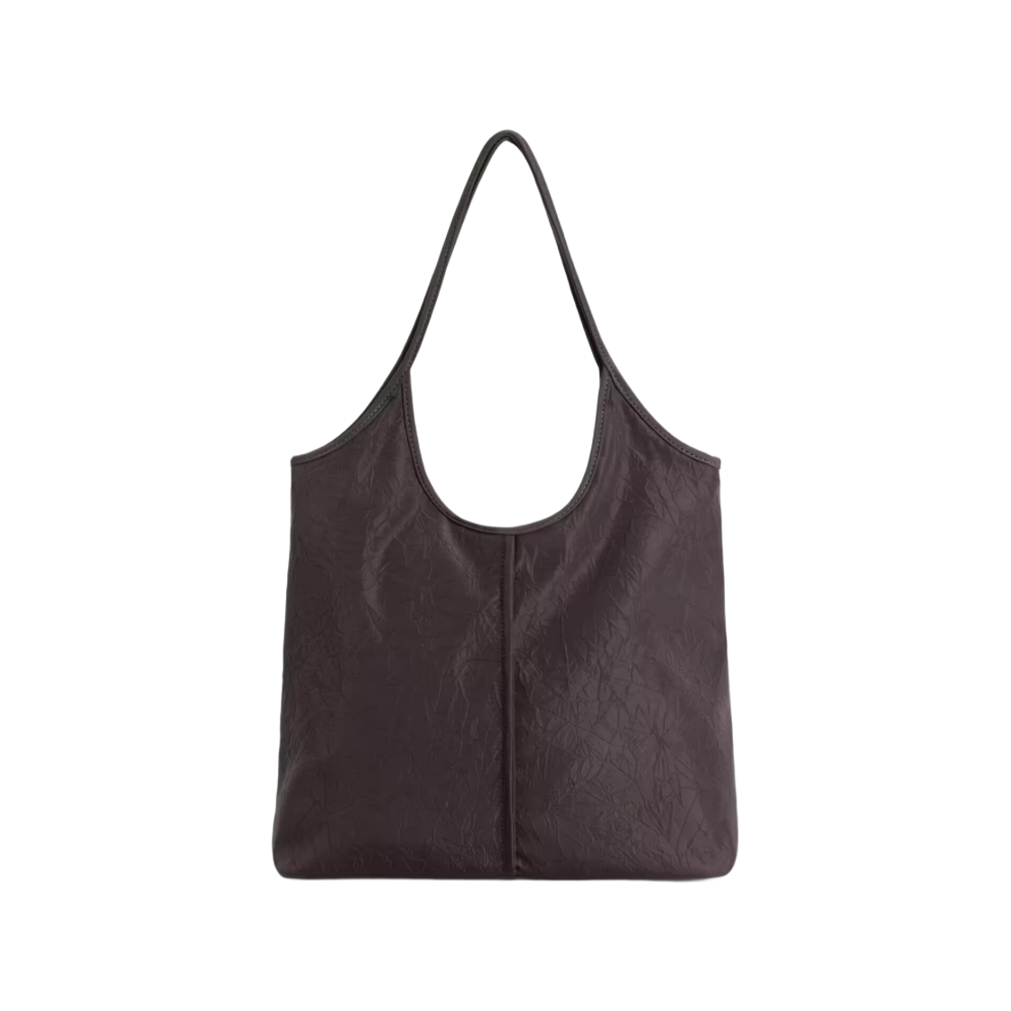 1341982001 COS Crinkled Shell Sculpted Tote Bag Brown
