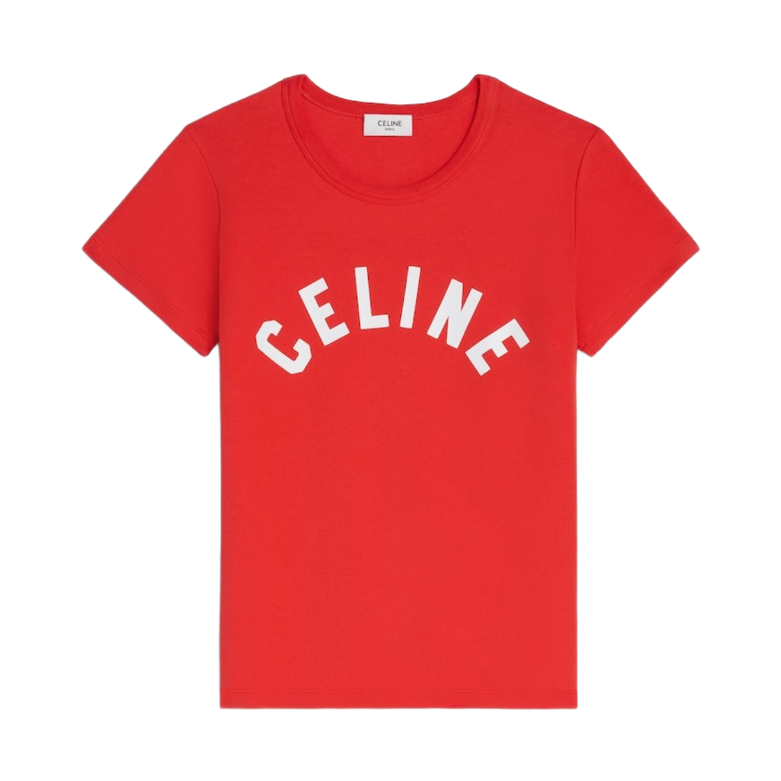 RX0SU3O24-GGN4 (W) Celine T-Shirt in Ribbed Cotton Jersey Red Cyclist Off White