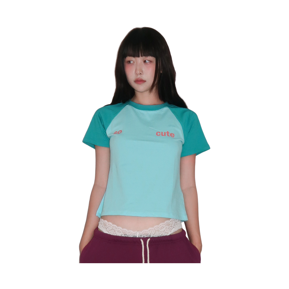키코지 쏘 큐트 래글런 티셔츠 더콰이즈(So Cute Raglan T-shirt_Turquoise) - 4