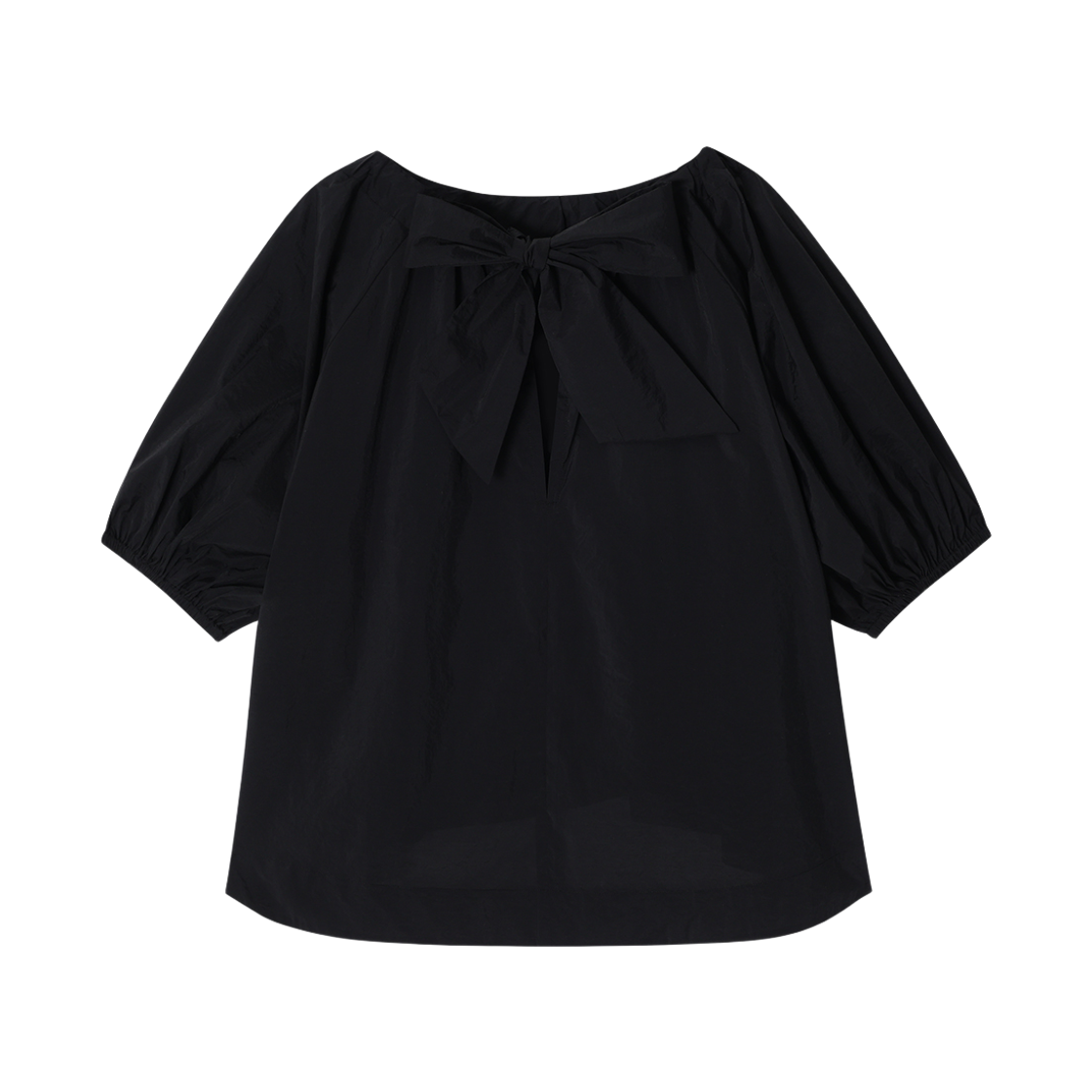 WH3TP303BK (W) SONGZIO Ribbon Shirring Raglan Blouse Black