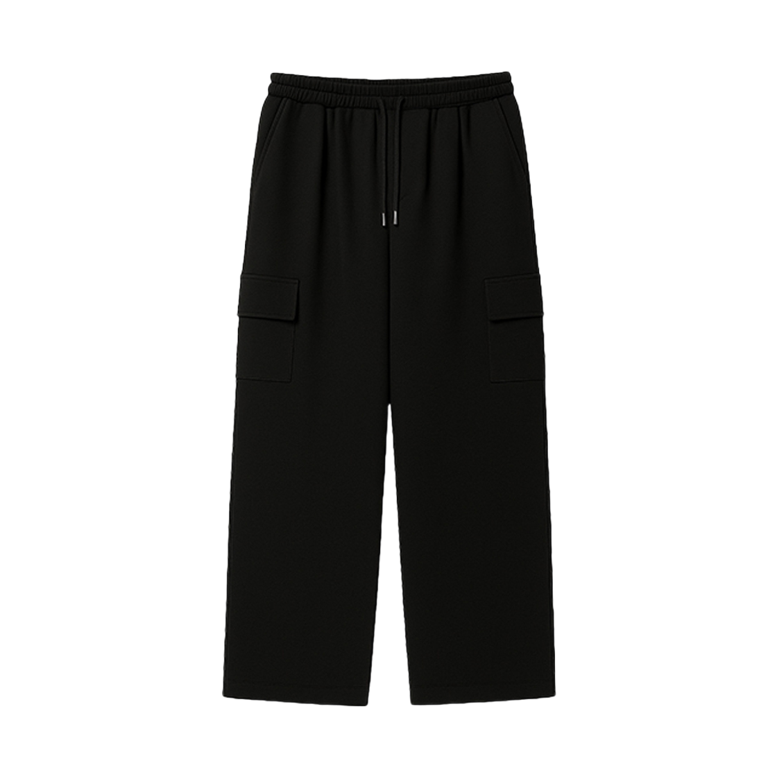 지크립 스트링 밴딩 포켓카고 와이드 트레이닝 스웻 팬츠 블랙(GCLIP String Banding Pocket Cargo Wide Sweat Suit Pants Black) - 1