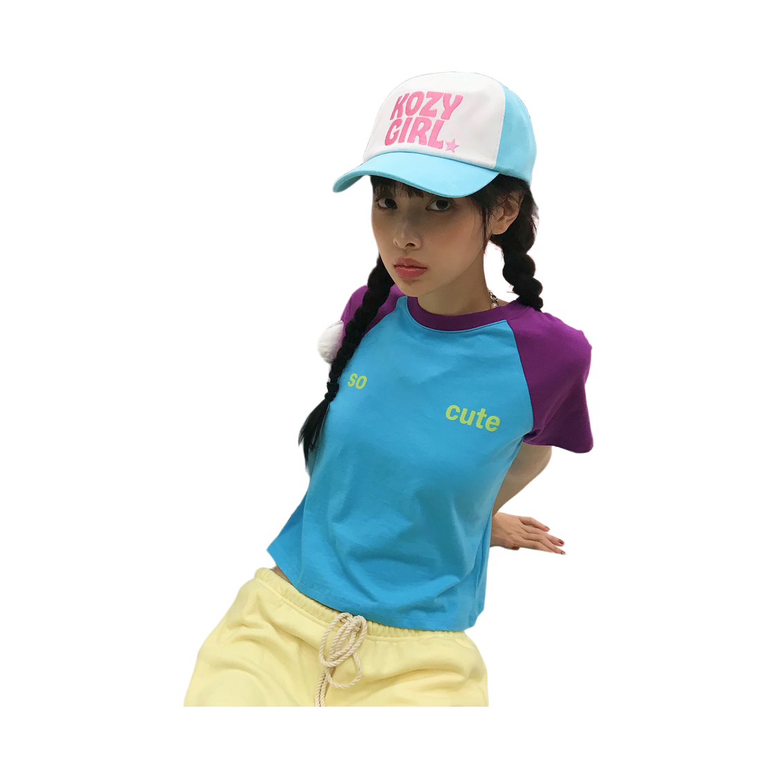 키코지 쏘 큐트 래글런 티셔츠 퍼플(kikozy So Cute Raglan T-shirt_Purple) - 5
