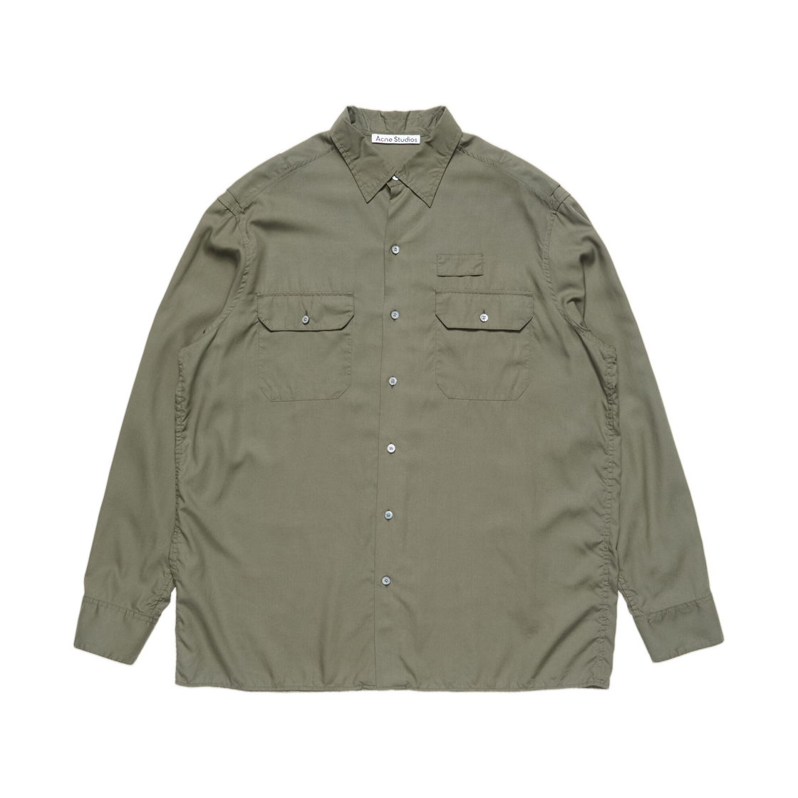 아크네 스튜디오 버튼업 셔츠 로고 올리브 그린(Acne Studios Button Up Shirt with Logo Olive Green) - 1