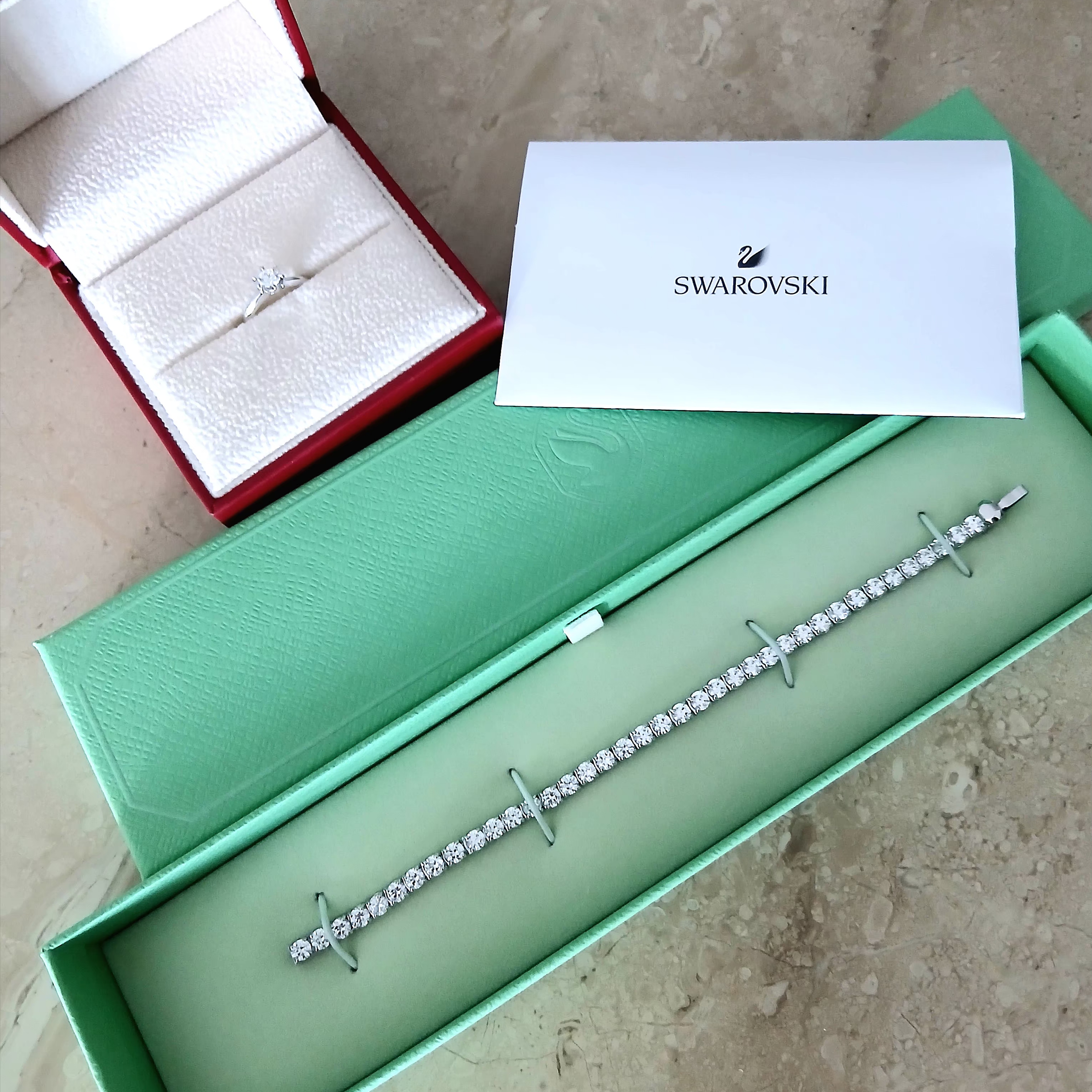 (W) Swarovski Matrix Tennis Bracelet White Rhodium Plated 착용 스타일 - 7