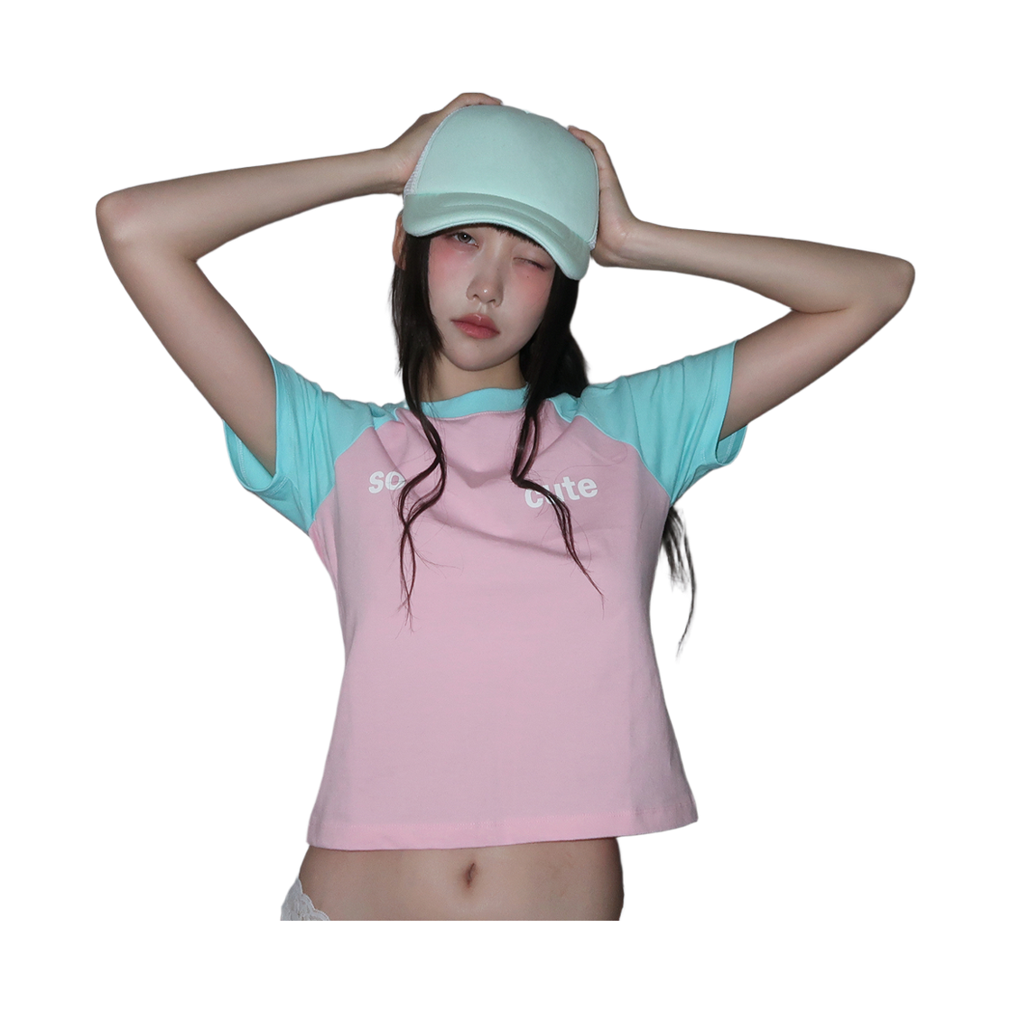 키코지 쏘 큐트 래글런 티셔츠 스카이블루(kikozy So Cute Raglan T-shirt_Sky Blue) - 4