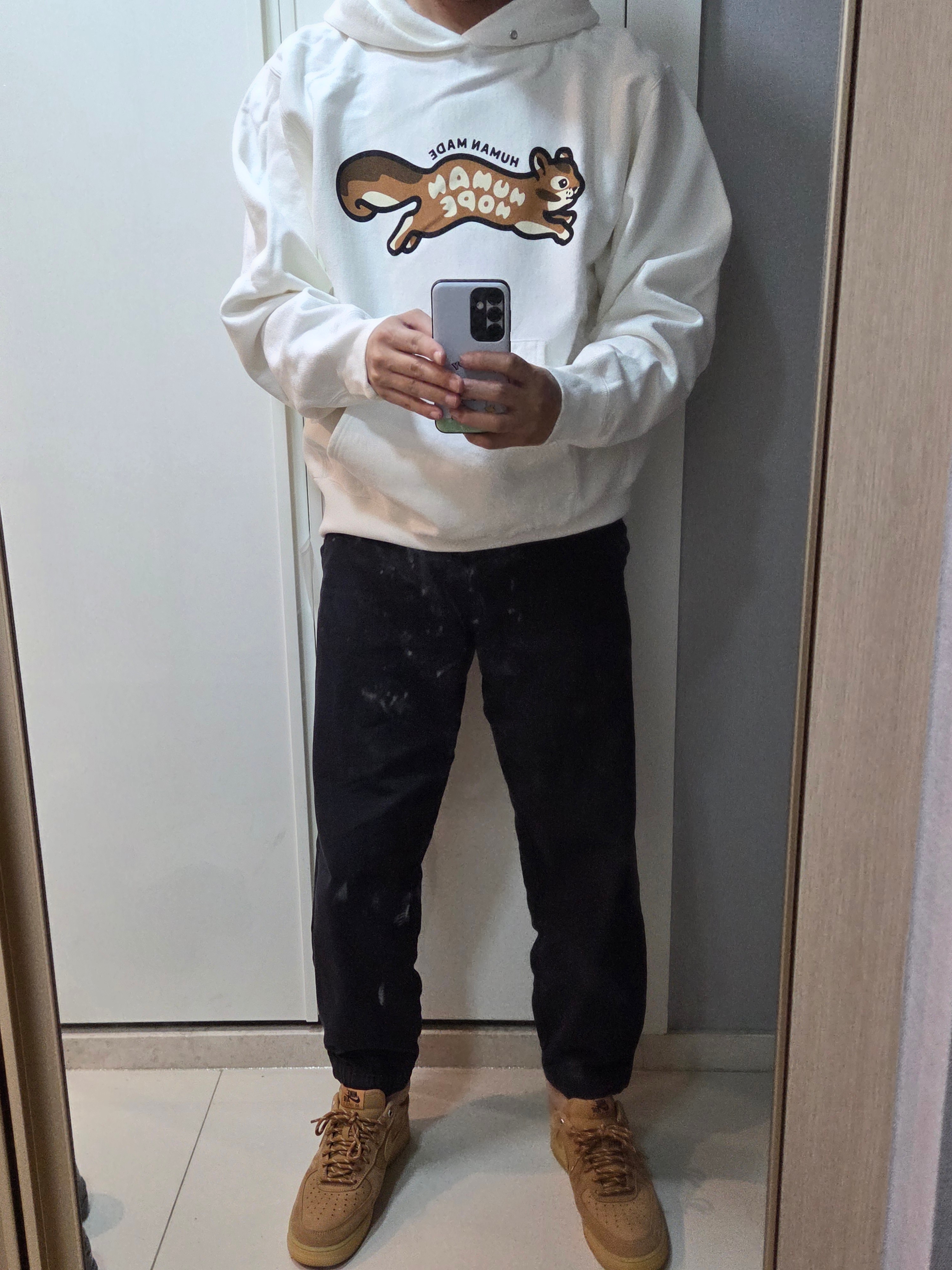 Human Made Human Hope Heavyweight Hoodie White 착용 스타일
