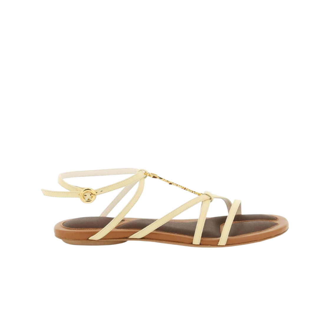 231FO056-3073-110 (W) Jacquemus Les Pralu Plates Charm Logo Flat Sandal Off White