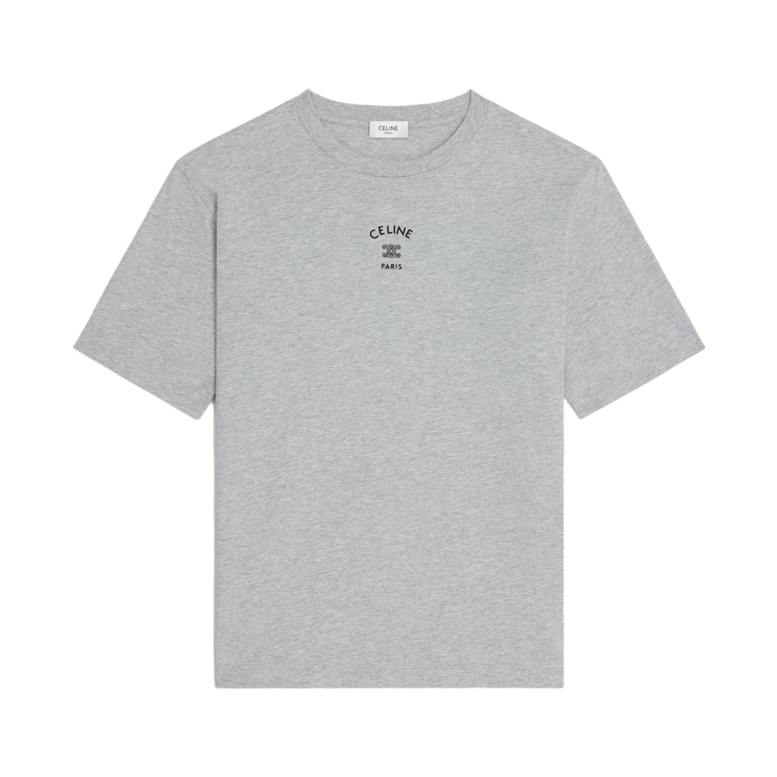 RX0LJ1242-GKT8 (W) Celine Loose T-Shirt in Cotton Jersey Vintage Grey Melange Black