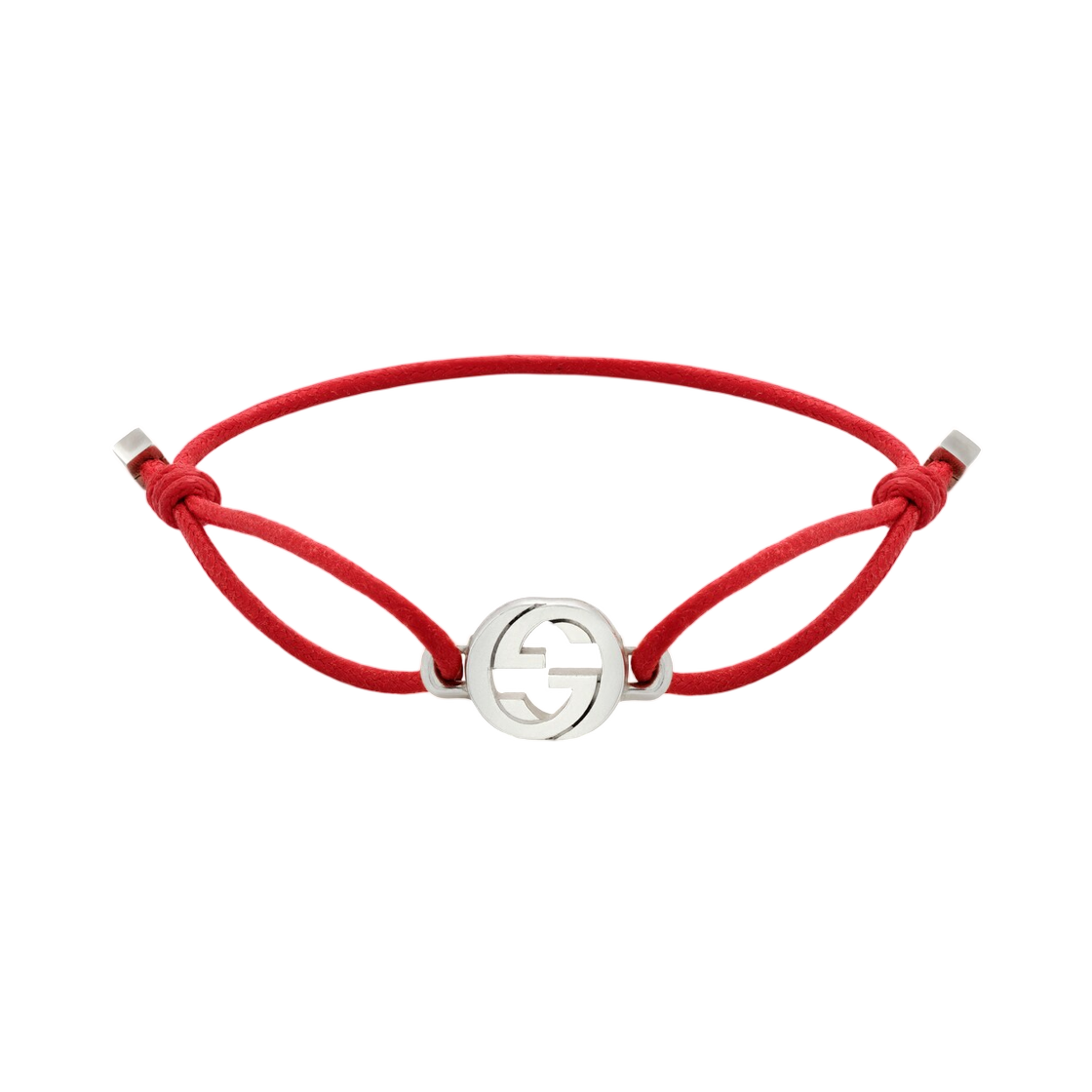 A002MN-JAAFV-8166 Gucci Interlocking Cord Bracelet Sterling Silver Red