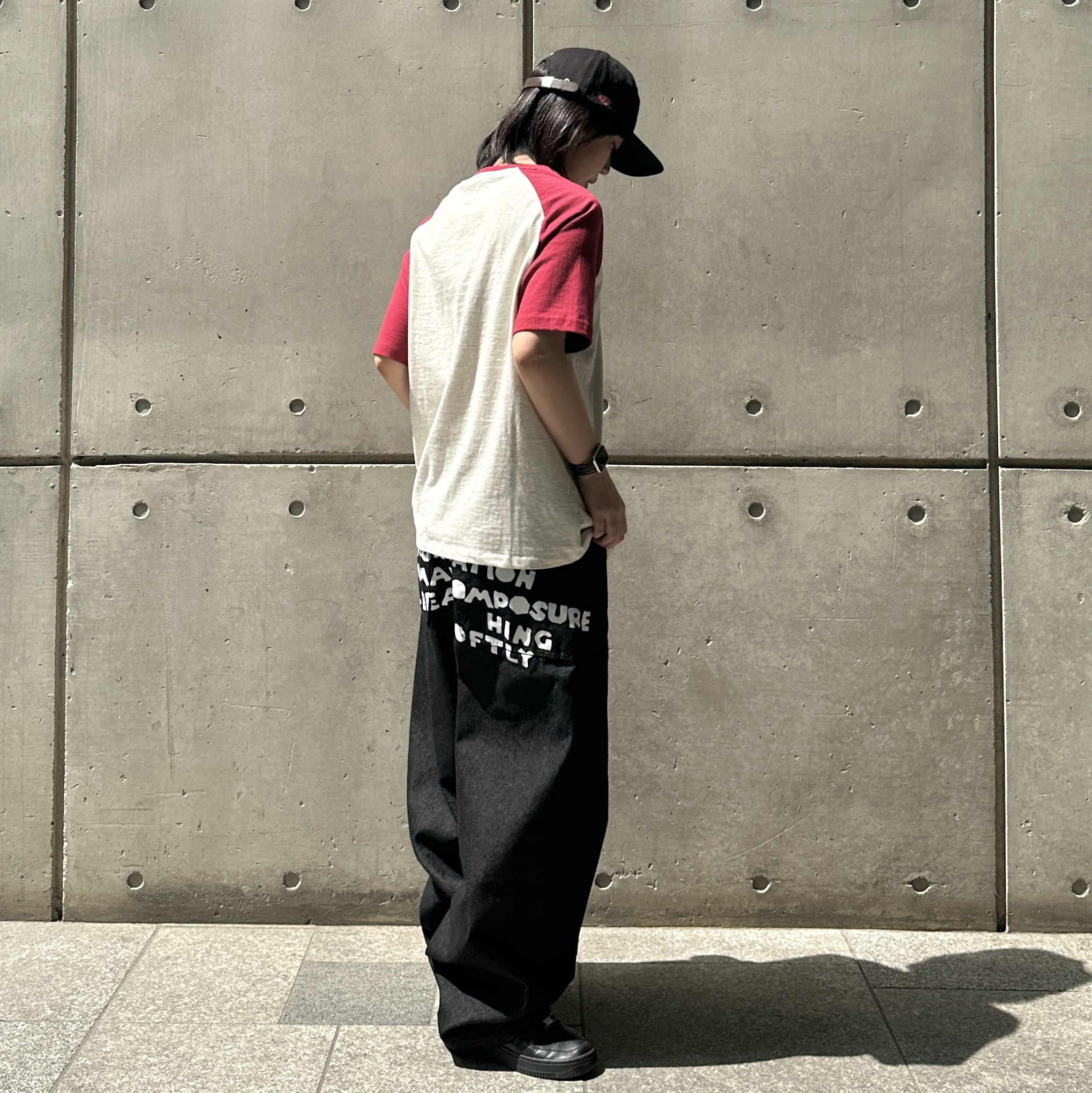Millo Archive MA Baseball Logo Cap Black, Millo Archive Human Typo Denim Pants Denim Black 착용 스타일 - 5