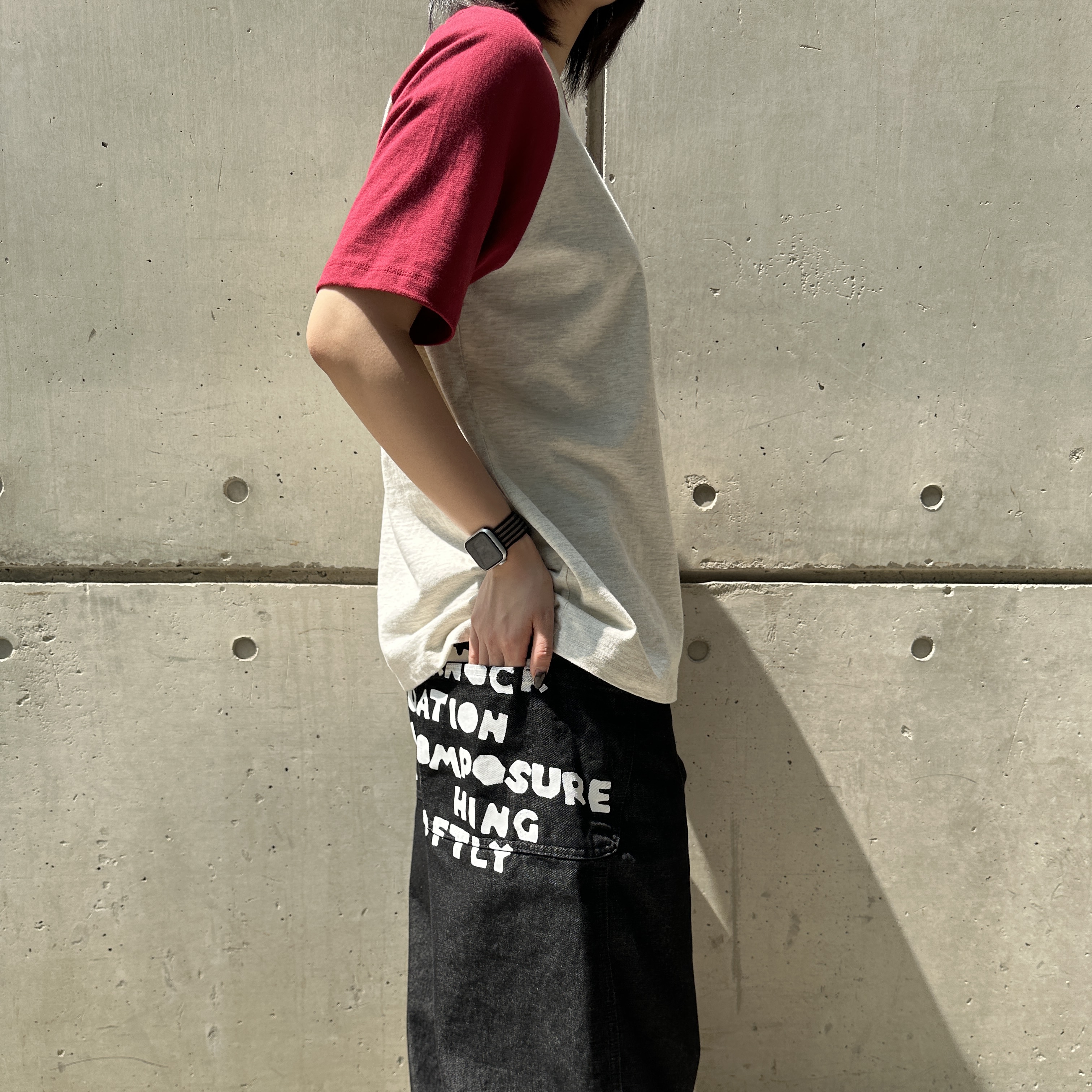 Millo Archive MA Baseball Logo Cap Black, Millo Archive Human Typo Denim Pants Denim Black 착용 스타일 - 4